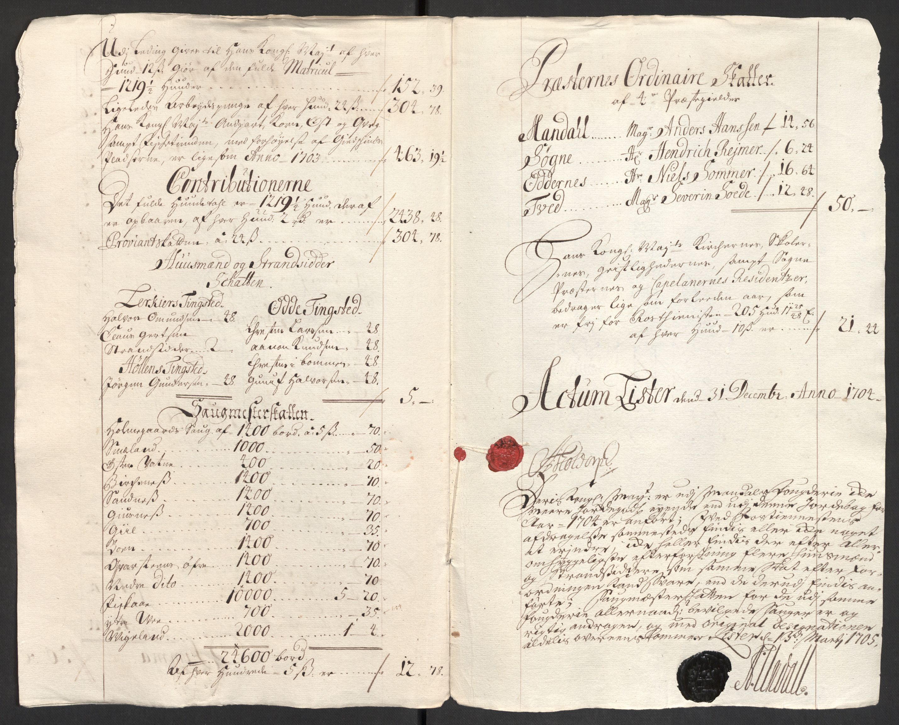 Rentekammeret inntil 1814, Reviderte regnskaper, Fogderegnskap, AV/RA-EA-4092/R43/L2550: Fogderegnskap Lista og Mandal, 1703-1704, p. 292