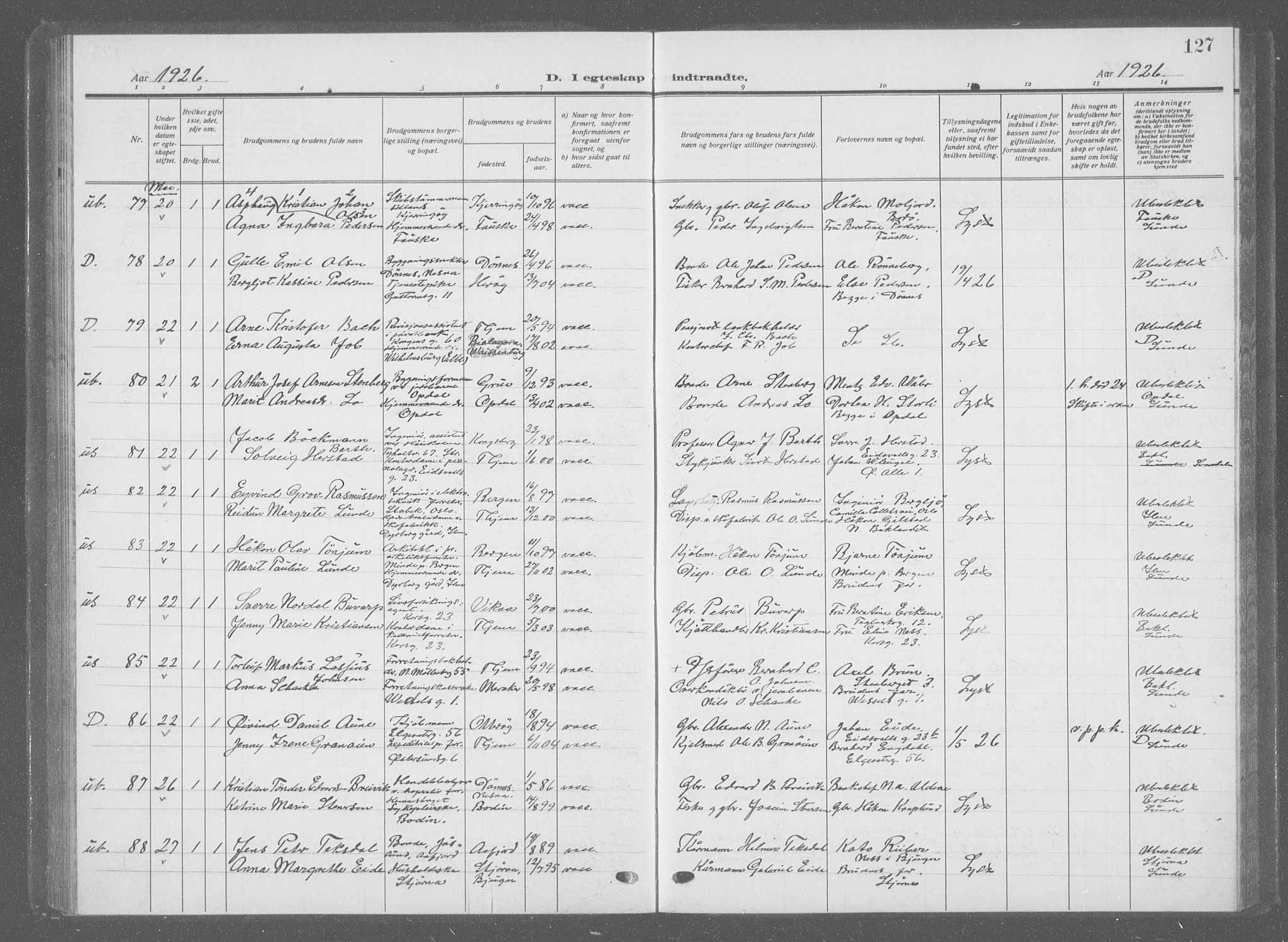 Ministerialprotokoller, klokkerbøker og fødselsregistre - Sør-Trøndelag, AV/SAT-A-1456/601/L0098: Parish register (copy) no. 601C16, 1921-1934, p. 127