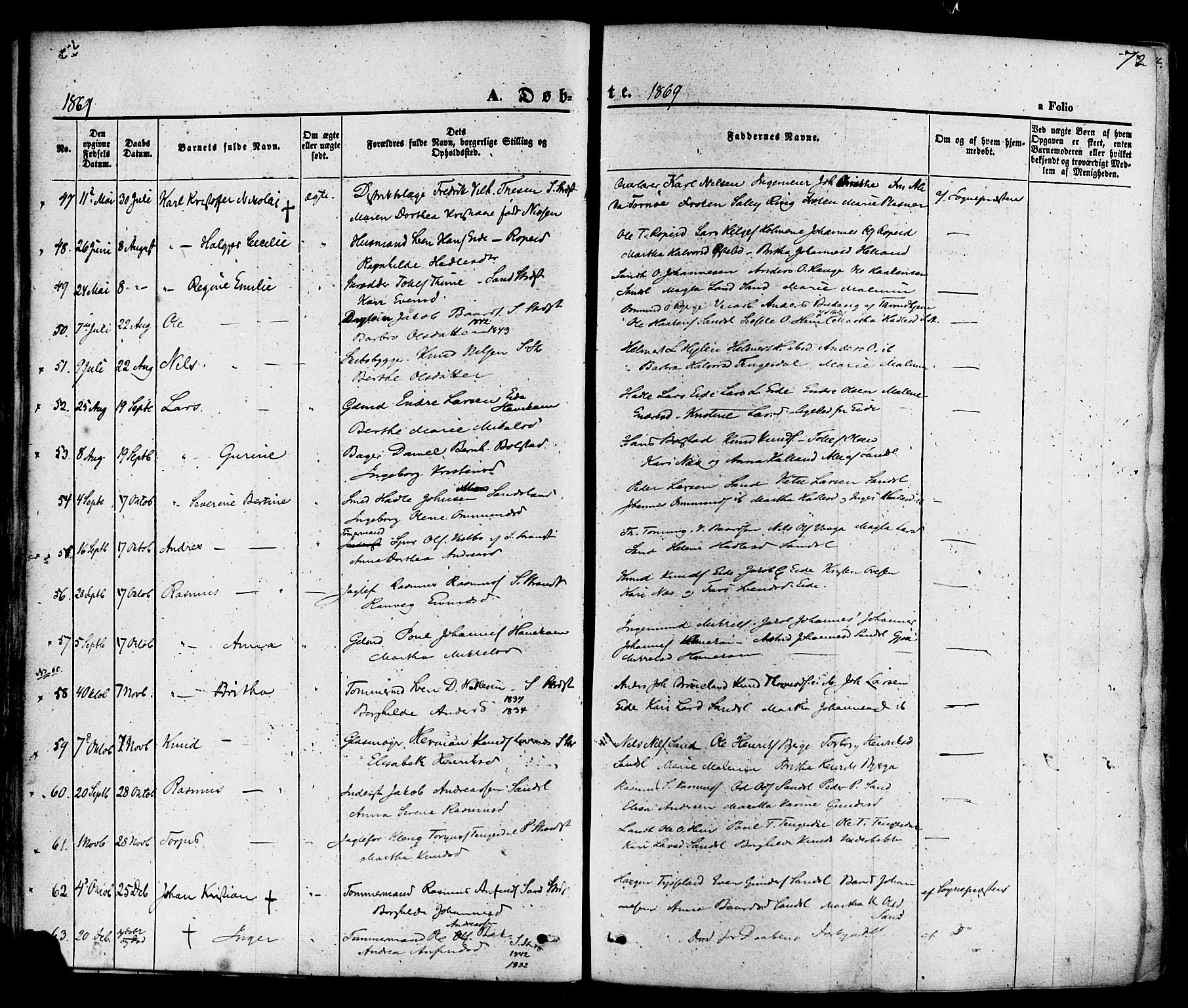 Sand sokneprestkontor, AV/SAST-A-101848/01/III/L0003: Parish register (official) no. A 3, 1854-1879, p. 72