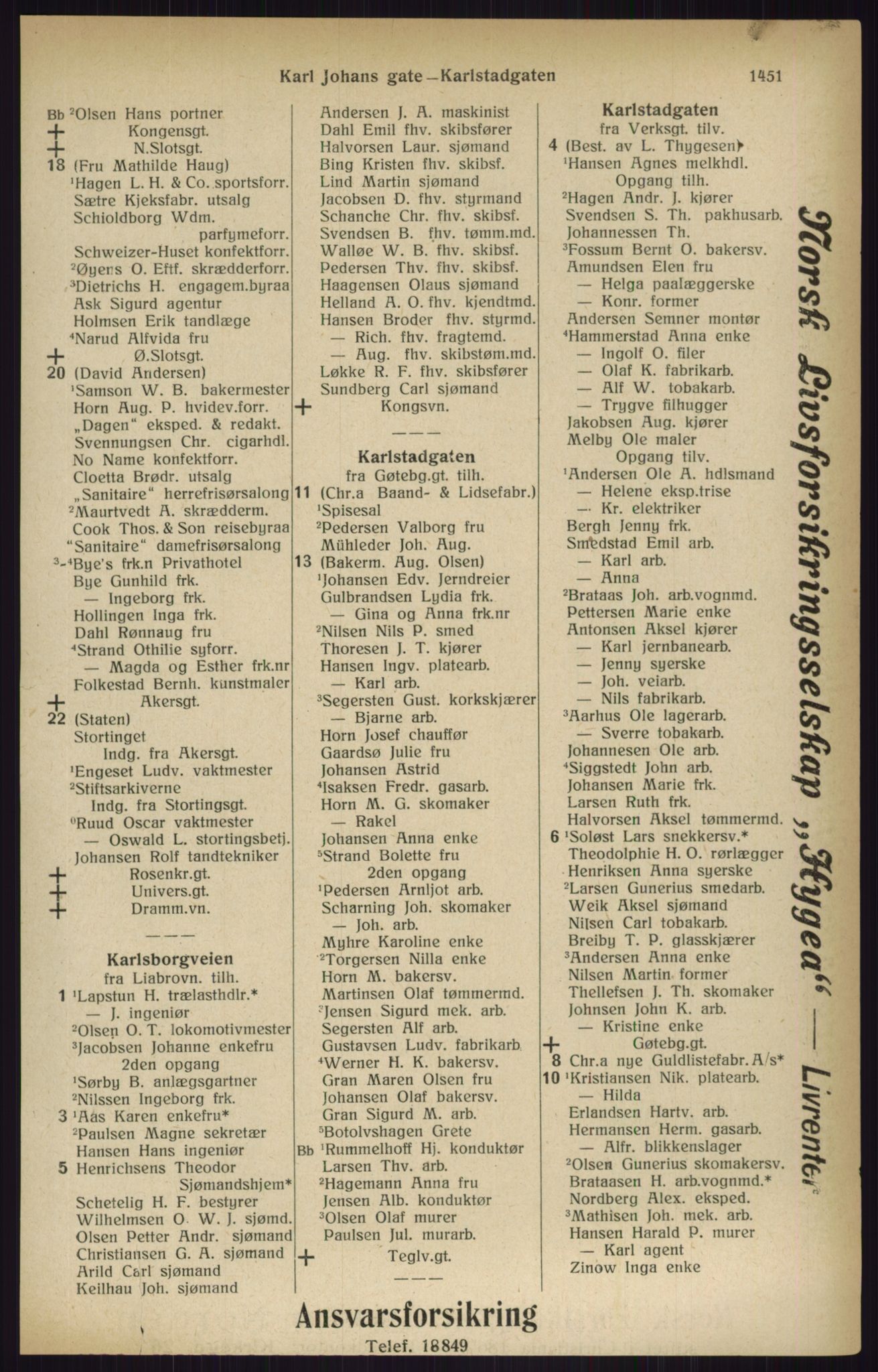 Kristiania/Oslo adressebok, PUBL/-, 1916, p. 1451