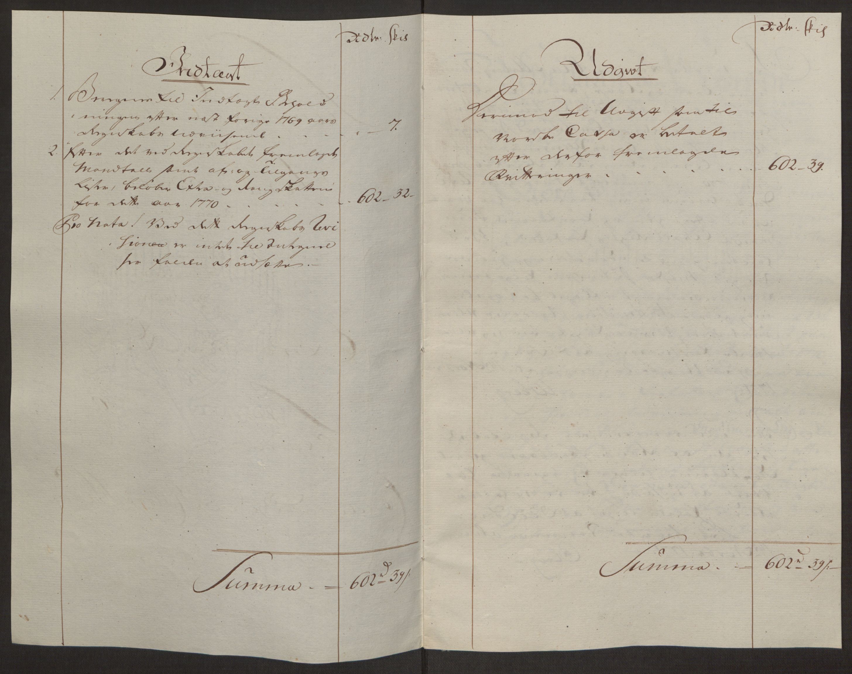 Rentekammeret inntil 1814, Reviderte regnskaper, Byregnskaper, AV/RA-EA-4066/R/Rk/L0218/0003: [K2] Kontribusjonsregnskap / Ekstra- og rangskatt, 1768-1772, p. 45