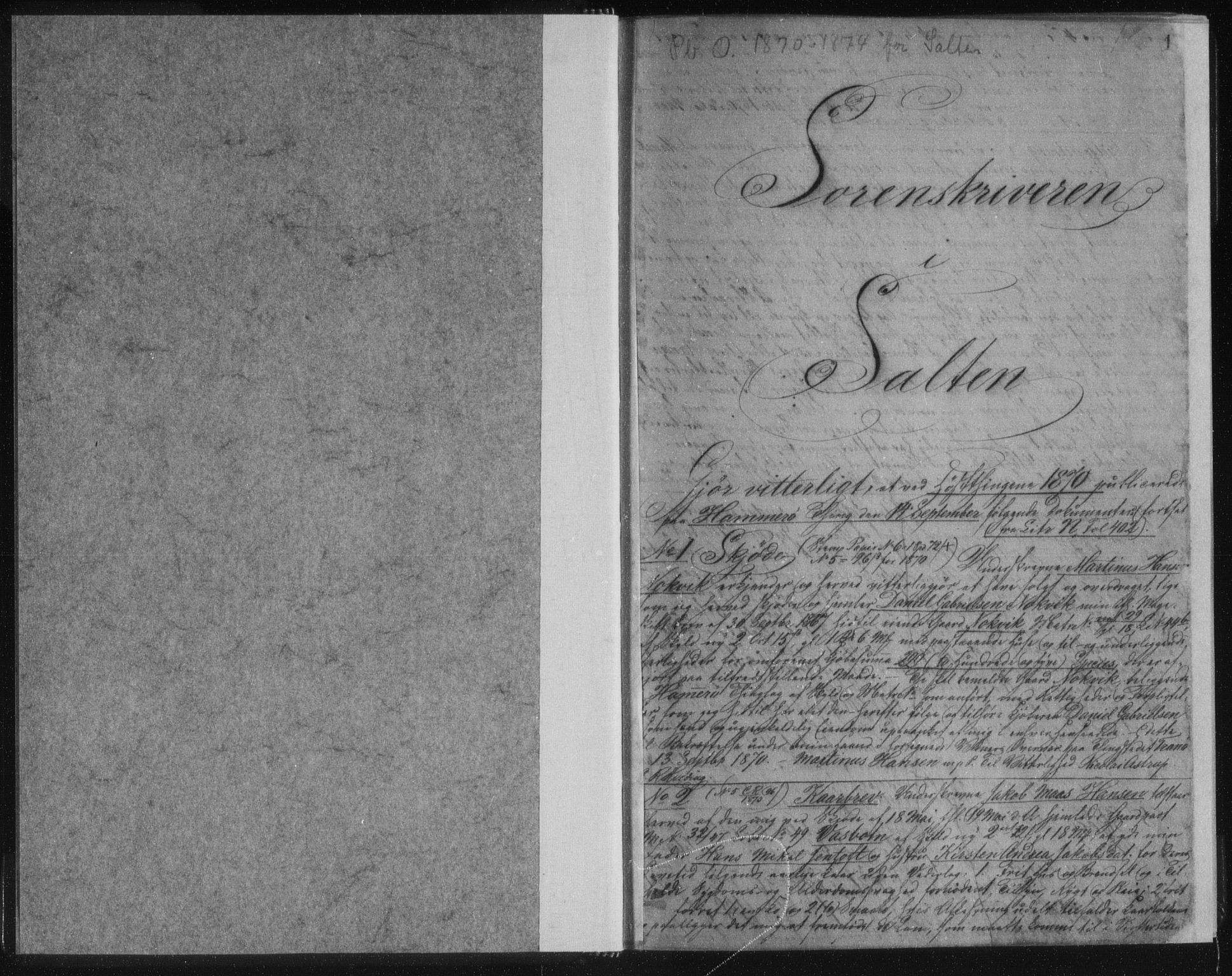 Salten sorenskriveri, SAT/A-4578/1/2/2C/L0014: Mortgage book no. O, 1870-1874, p. 1
