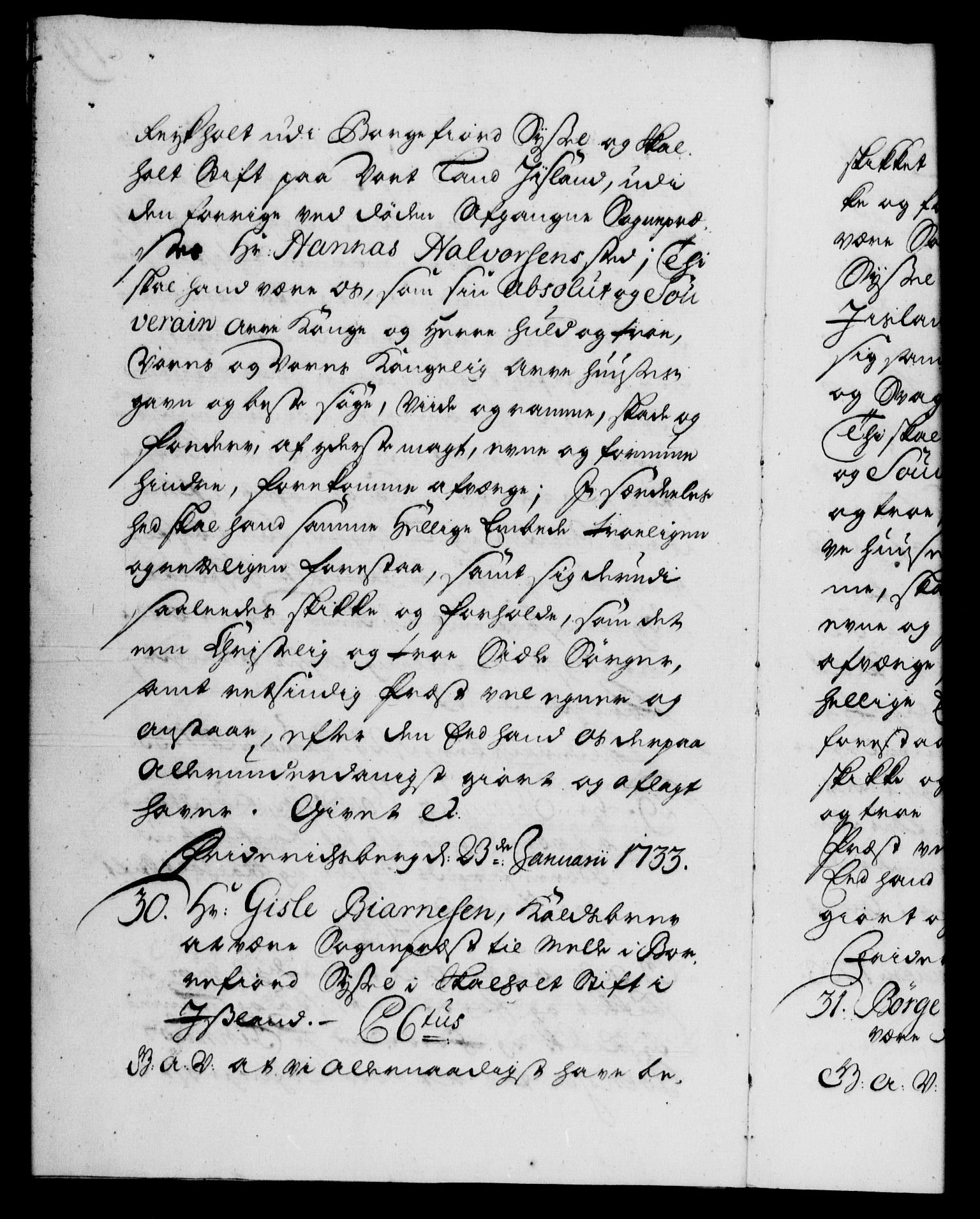 Danske Kanselli 1572-1799, AV/RA-EA-3023/F/Fc/Fca/Fcaa/L0028: Norske registre, 1733-1734, p. 19b