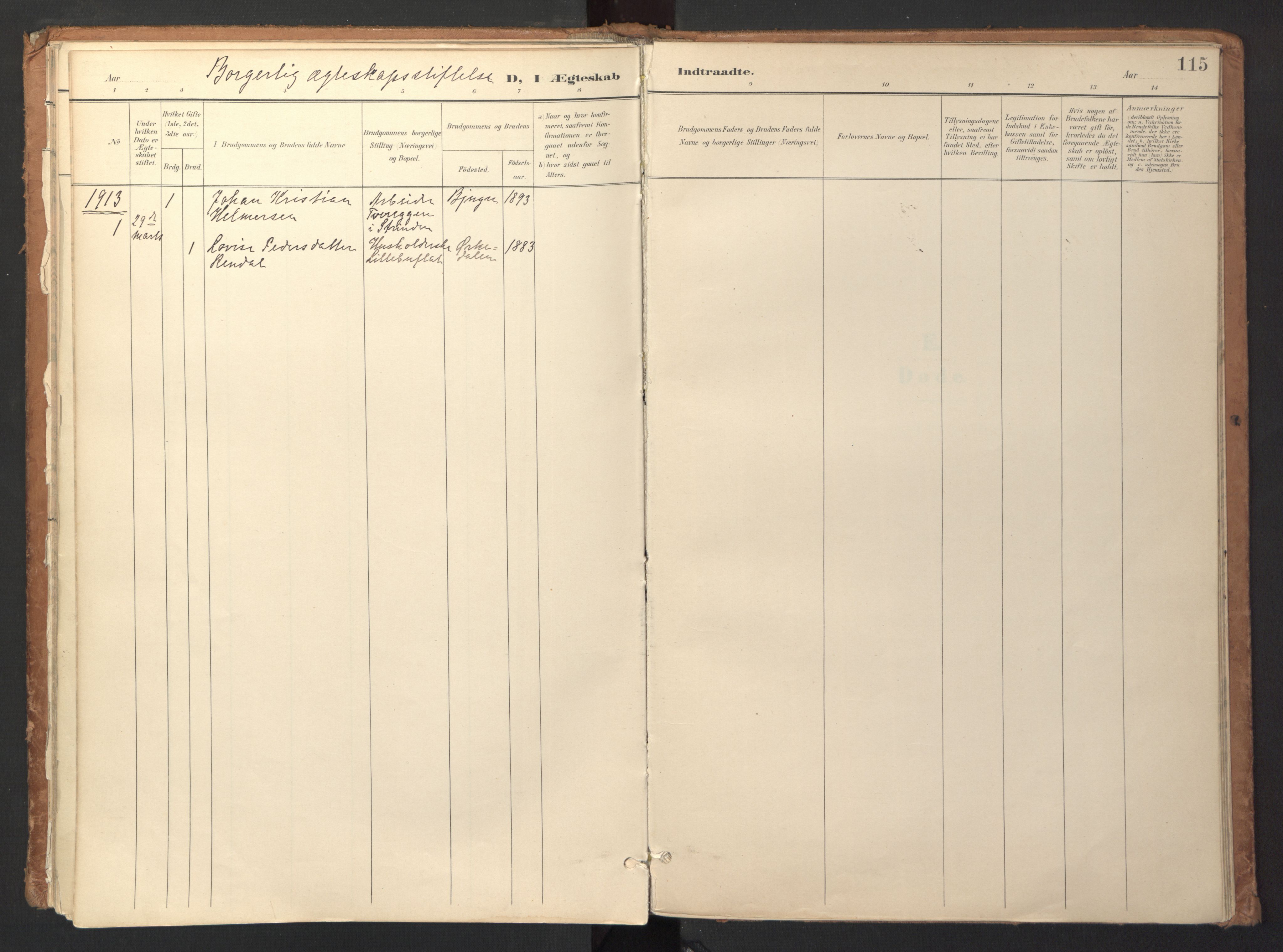 Ministerialprotokoller, klokkerbøker og fødselsregistre - Sør-Trøndelag, SAT/A-1456/618/L0448: Parish register (official) no. 618A11, 1898-1916, p. 115