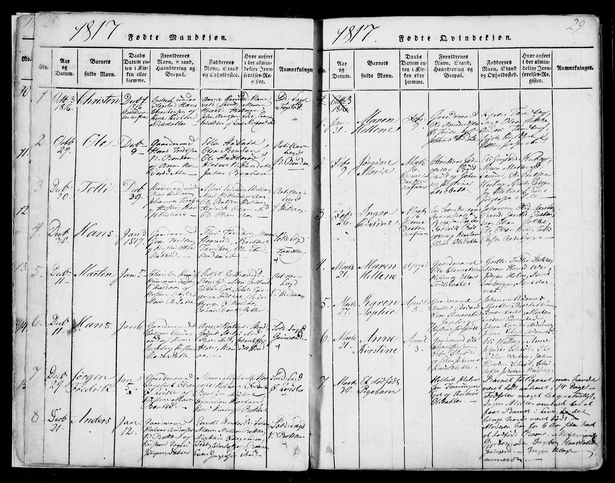 Sande Kirkebøker, SAKO/A-53/F/Fa/L0003: Parish register (official) no. 3, 1814-1847, p. 28-29