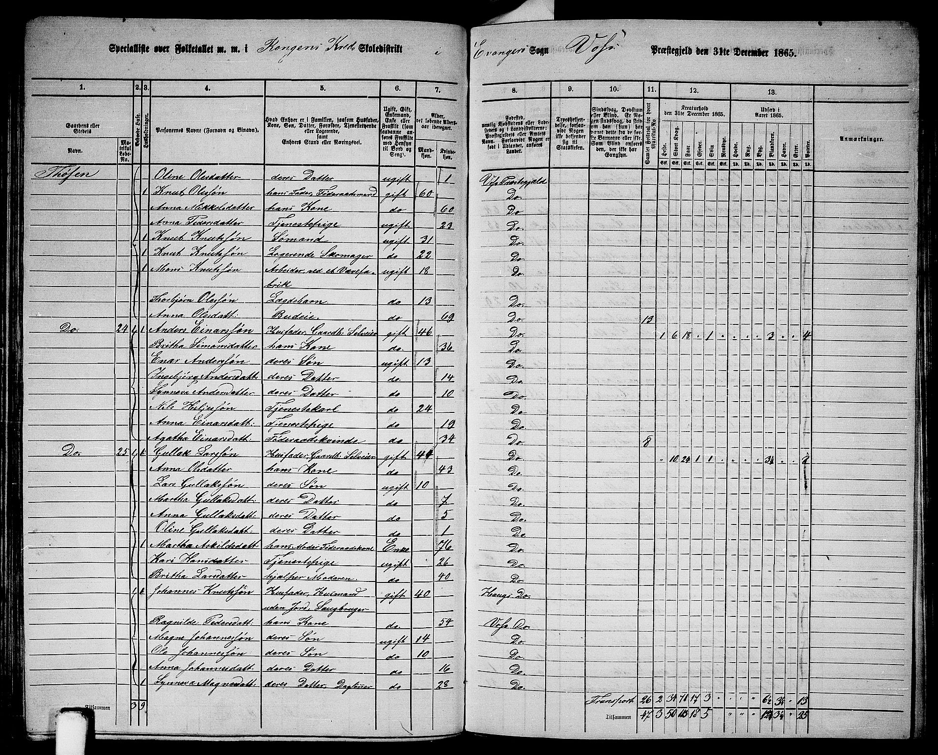 RA, 1865 census for Voss, 1865, p. 323