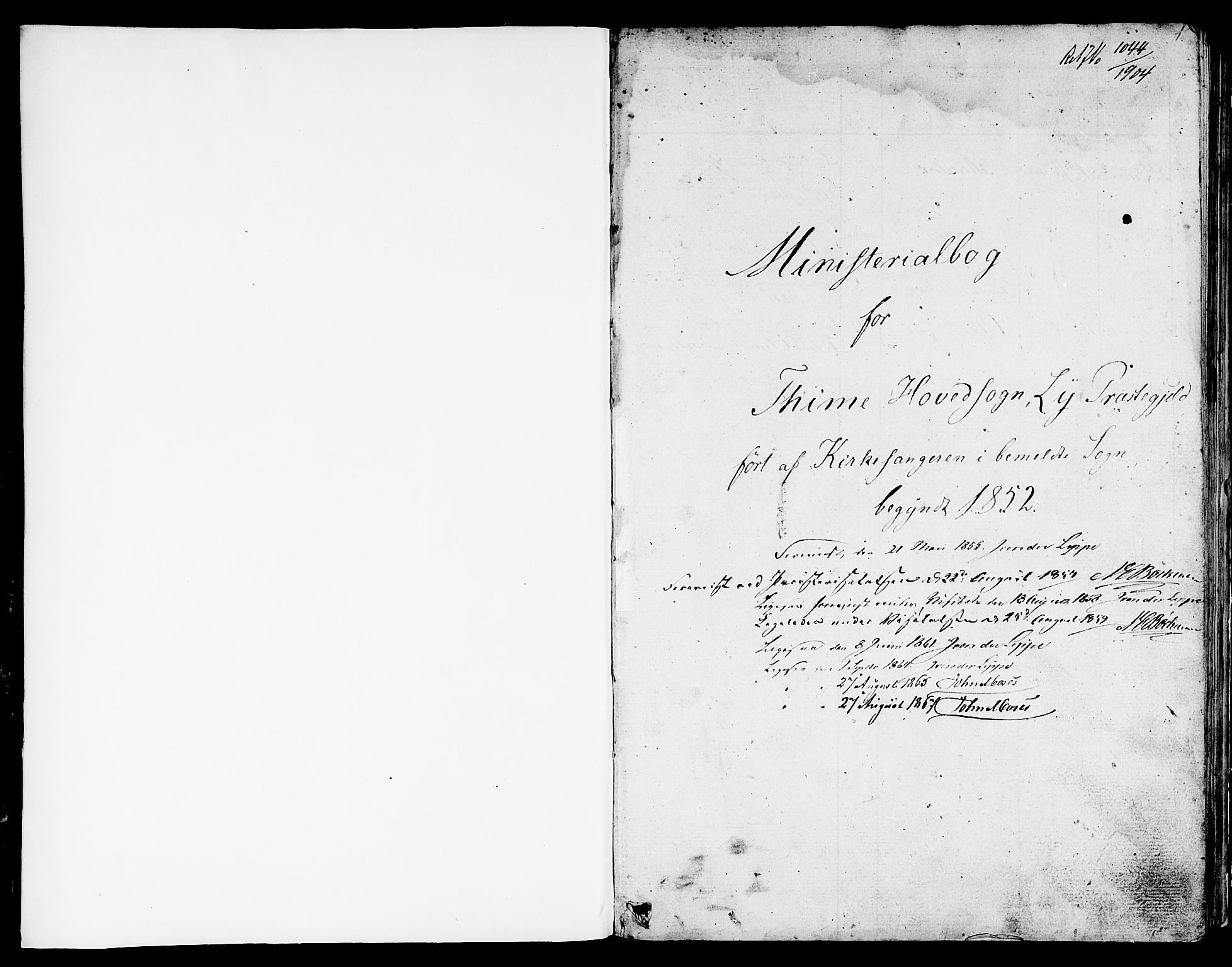 Lye sokneprestkontor, SAST/A-101794/001/30BB/L0002: Parish register (copy) no. B 2, 1852-1867, p. 1