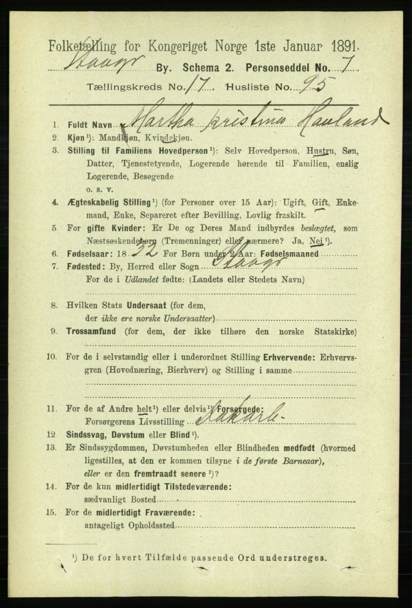 RA, 1891 census for 1103 Stavanger, 1891, p. 20982