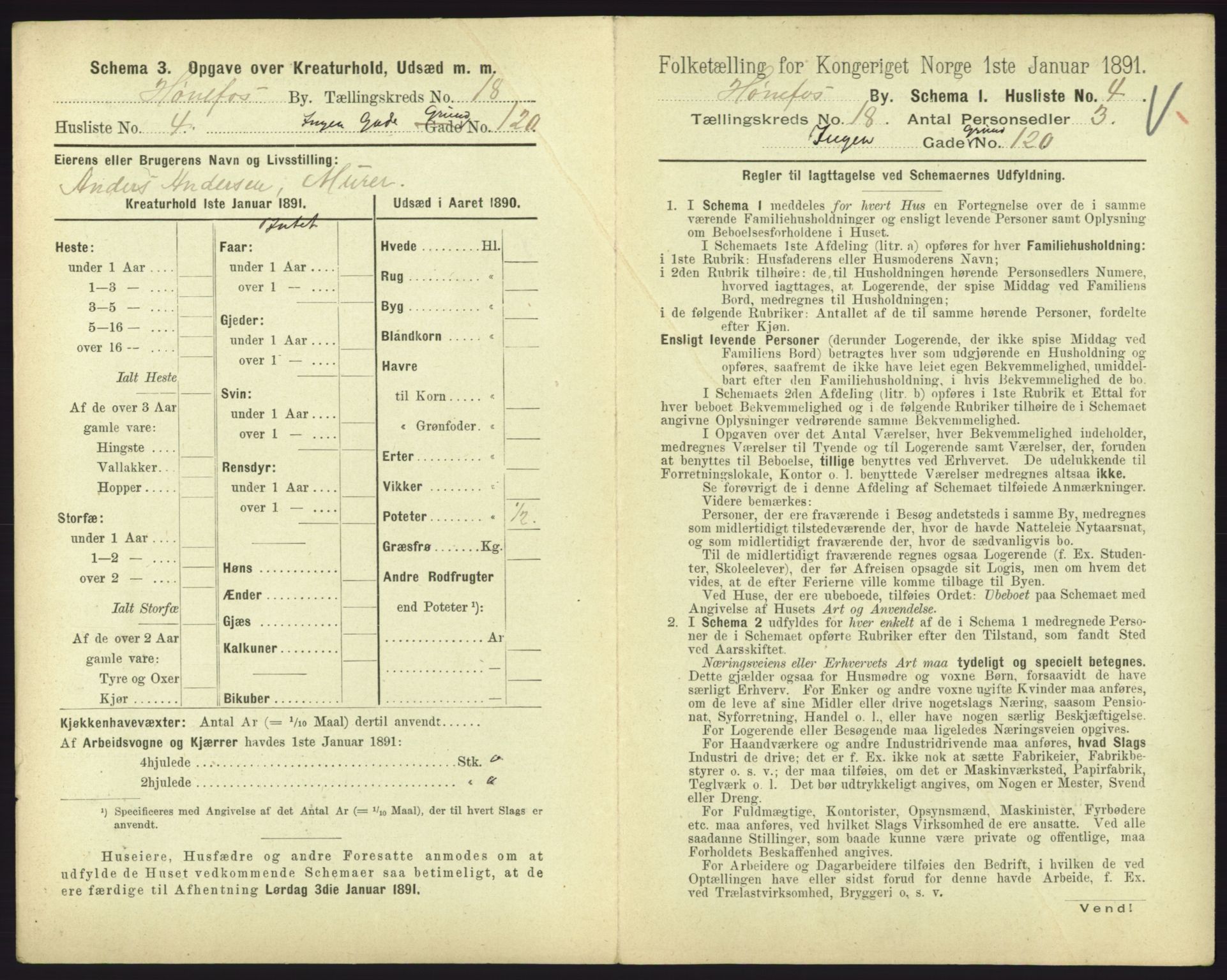 RA, 1891 census for 0601 Hønefoss, 1891, p. 389