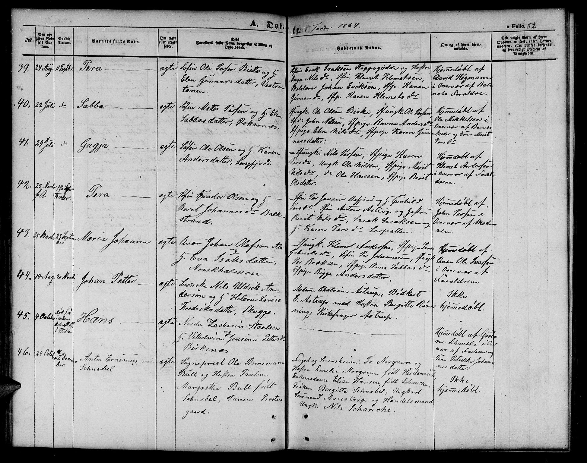 Tana sokneprestkontor, SATØ/S-1334/H/Hb/L0001klokker: Parish register (copy) no. 1 /1, 1853-1867, p. 82