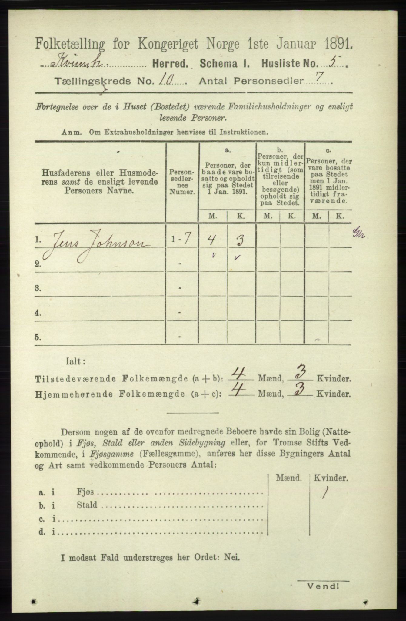 RA, 1891 census for 1224 Kvinnherad, 1891, p. 3525