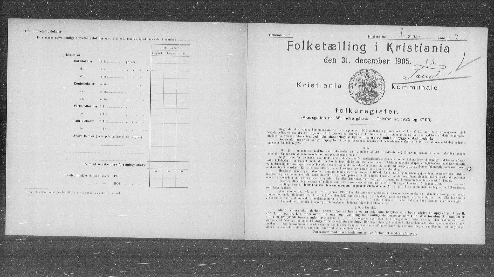 OBA, Municipal Census 1905 for Kristiania, 1905, p. 50904