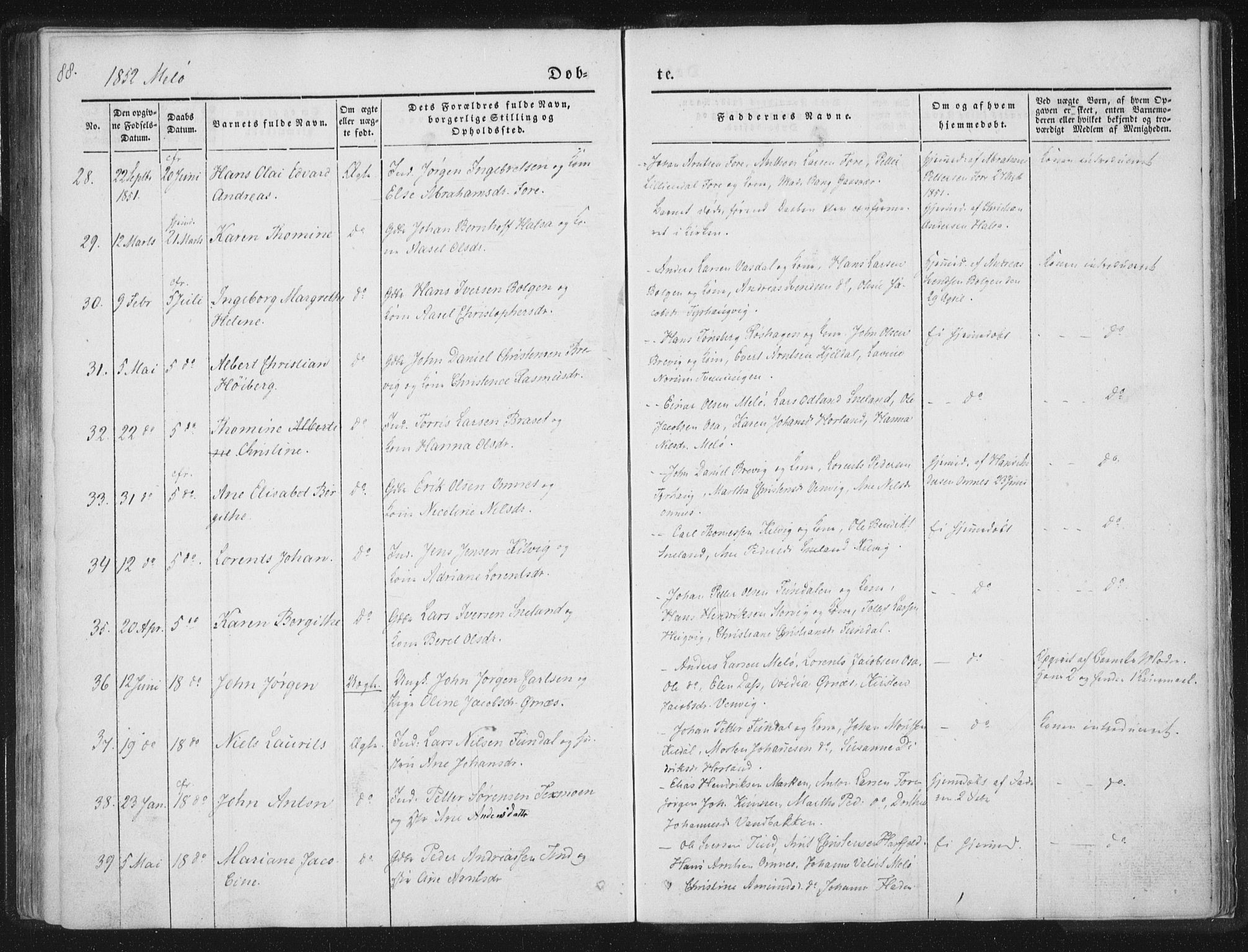 Ministerialprotokoller, klokkerbøker og fødselsregistre - Nordland, SAT/A-1459/841/L0602: Parish register (official) no. 841A08 /2, 1845-1859, p. 88