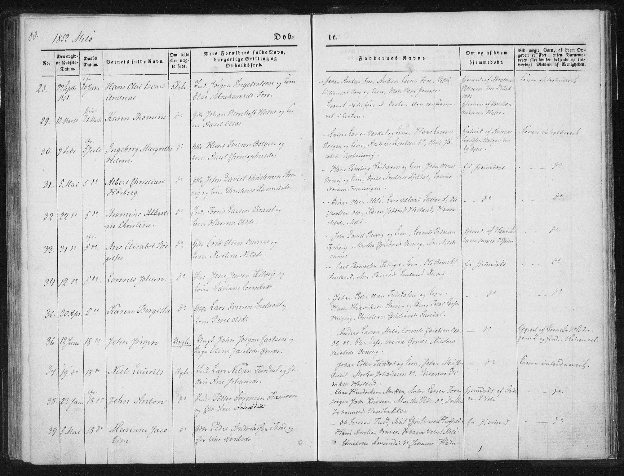 Ministerialprotokoller, klokkerbøker og fødselsregistre - Nordland, AV/SAT-A-1459/841/L0602: Parish register (official) no. 841A08 /2, 1845-1859, p. 88