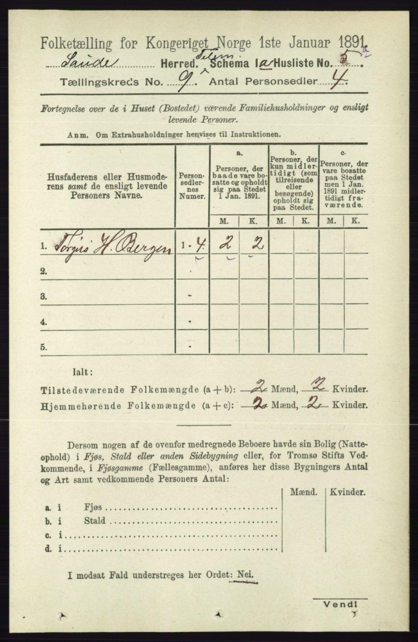 RA, 1891 census for 0822 Sauherad, 1891, p. 2662