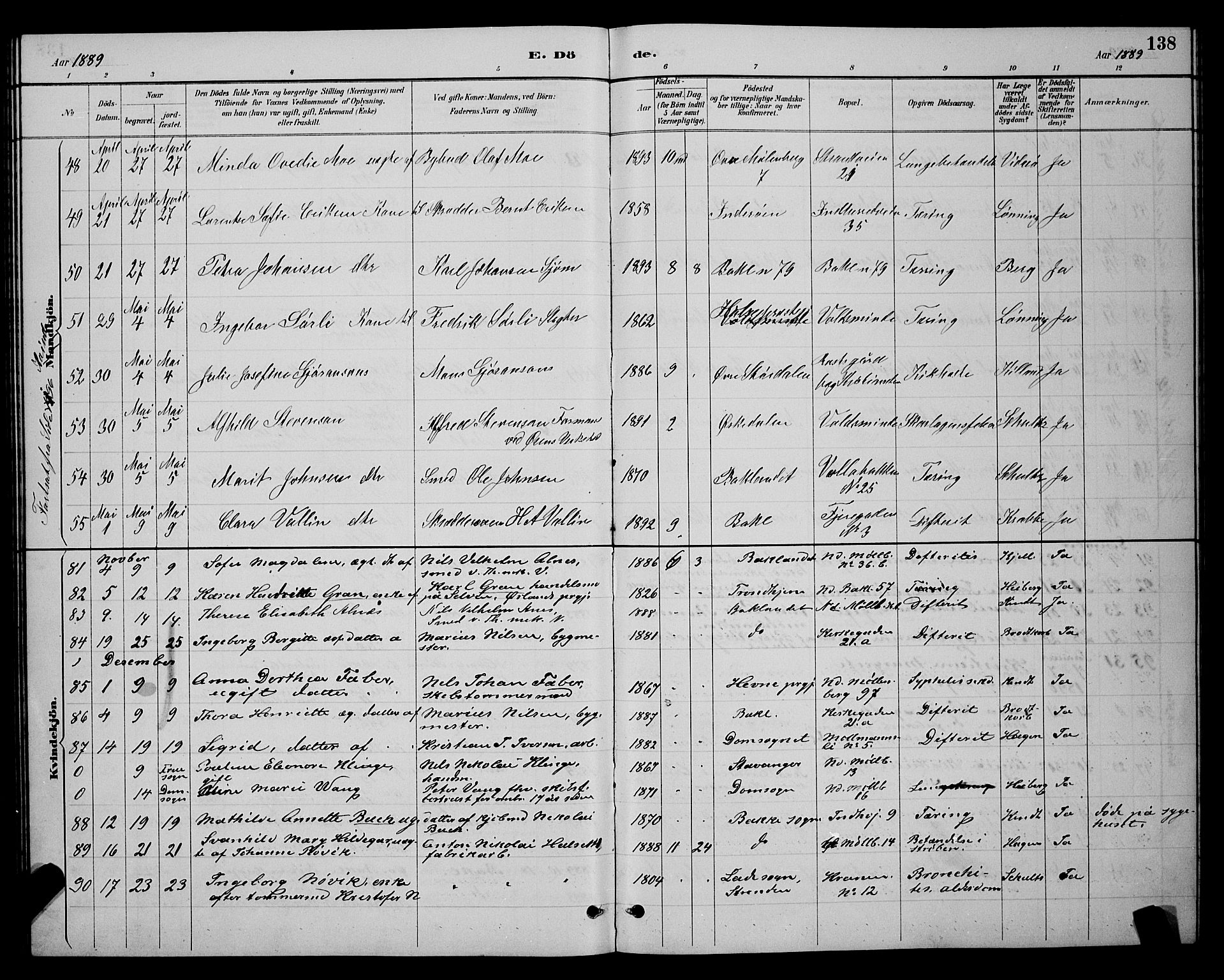 Ministerialprotokoller, klokkerbøker og fødselsregistre - Sør-Trøndelag, AV/SAT-A-1456/604/L0223: Parish register (copy) no. 604C06, 1886-1897, p. 138