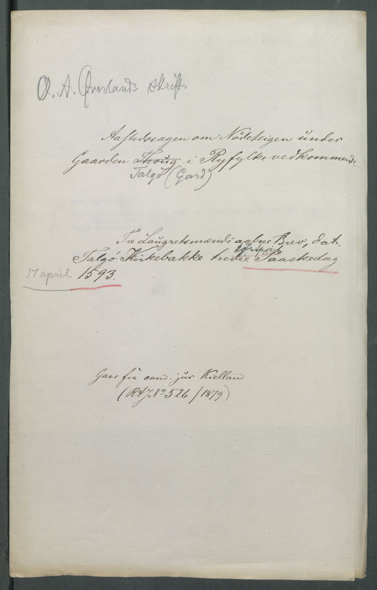 Riksarkivets diplomsamling, RA/EA-5965/F02/L0097: Dokumenter, 1593, p. 24