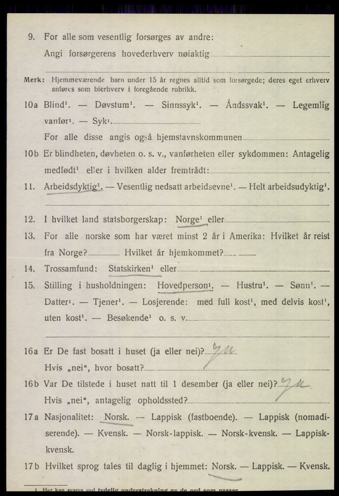 SAT, 1920 census for Tjøtta, 1920, p. 2162