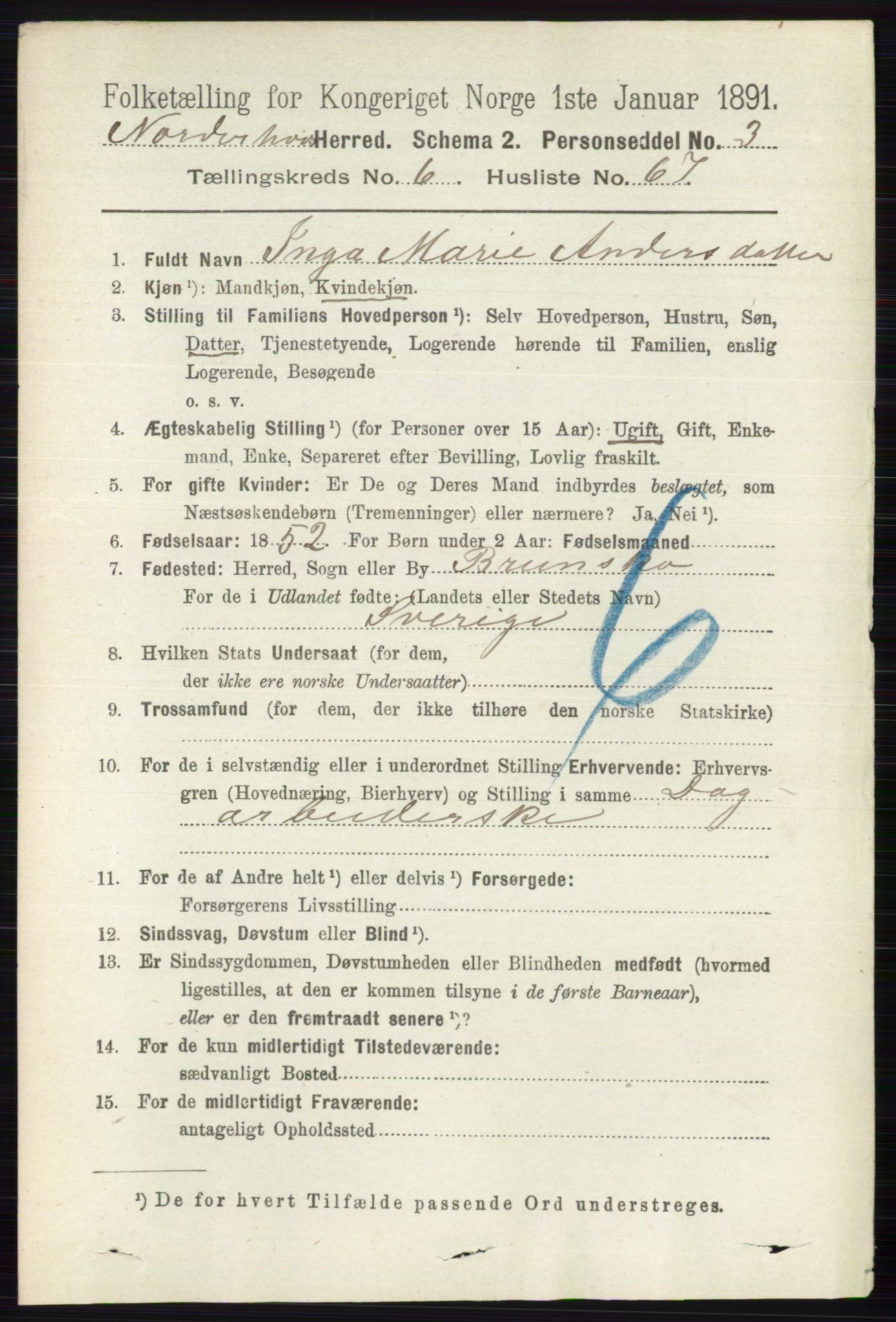 RA, 1891 census for 0613 Norderhov, 1891, p. 4383