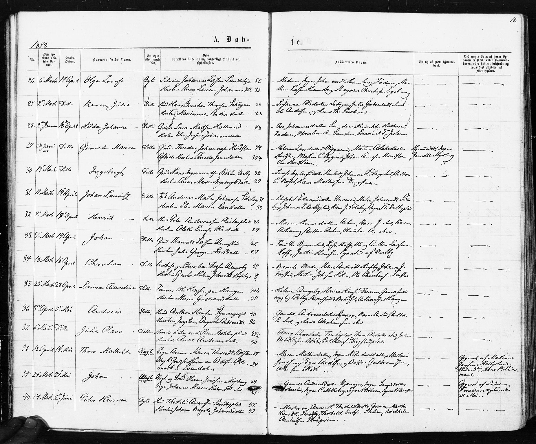 Spydeberg prestekontor Kirkebøker, AV/SAO-A-10924/F/Fa/L0007: Parish register (official) no. I 7, 1875-1885, p. 16