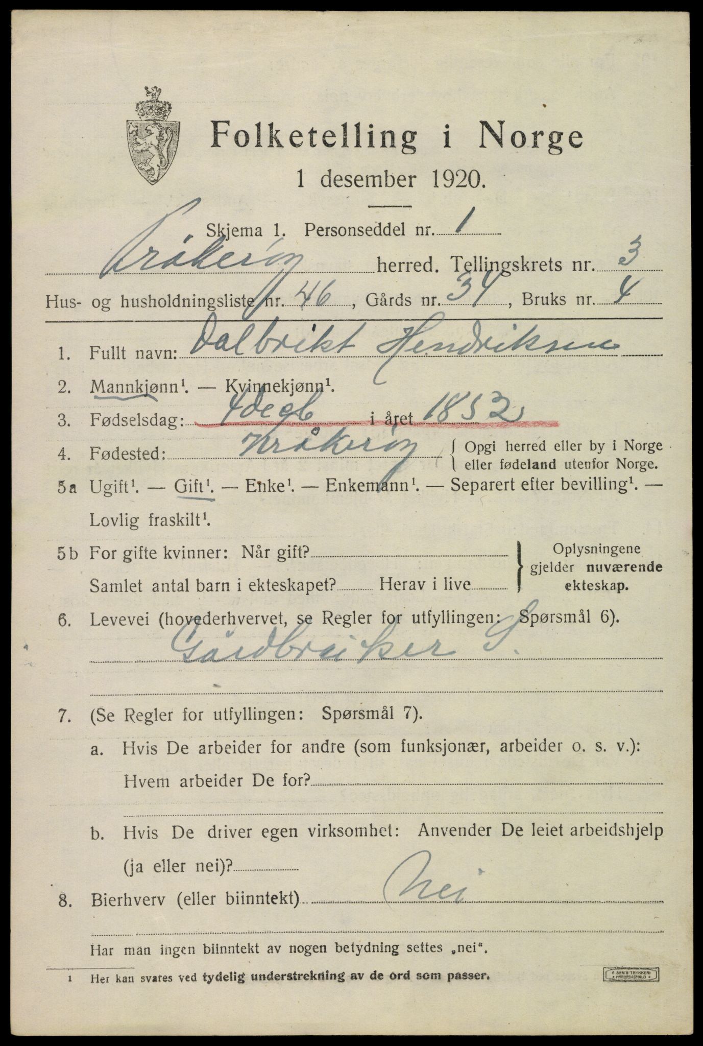 SAO, 1920 census for Kråkerøy, 1920, p. 4876