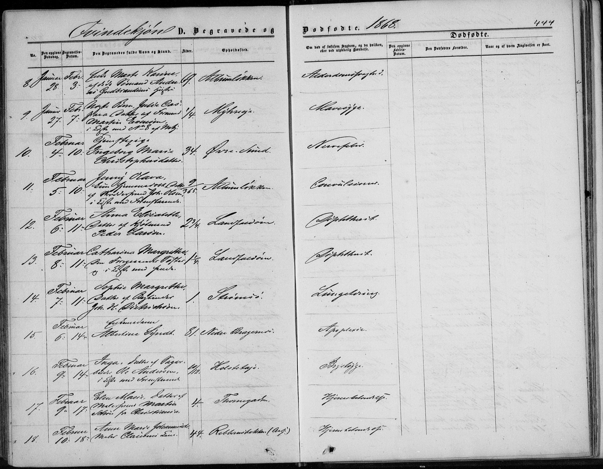 Bragernes kirkebøker, AV/SAKO-A-6/F/Fb/L0003: Parish register (official) no. II 3, 1860-1868, p. 444