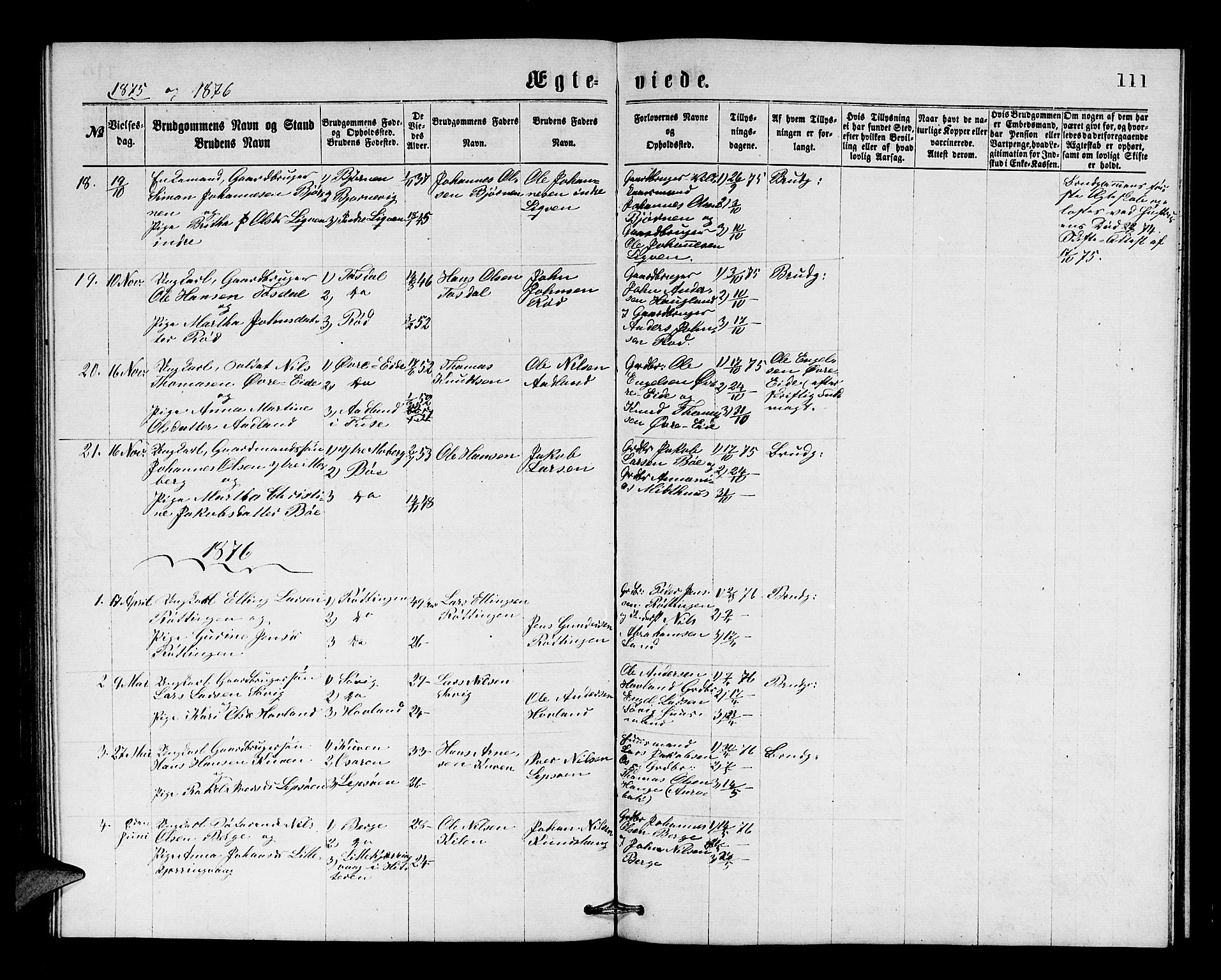 Os sokneprestembete, SAB/A-99929: Parish register (copy) no. A 1, 1869-1879, p. 111