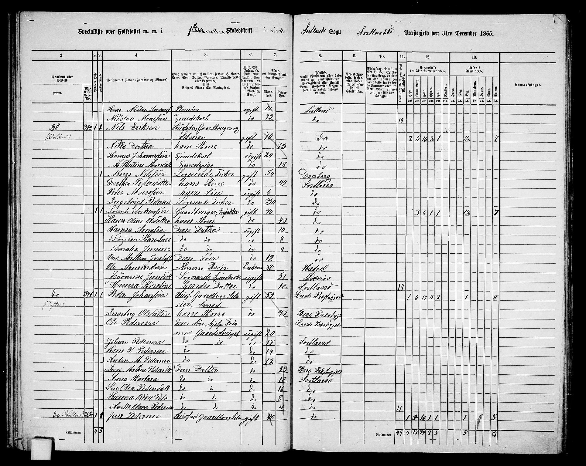 RA, 1865 census for Sortland, 1865, p. 34