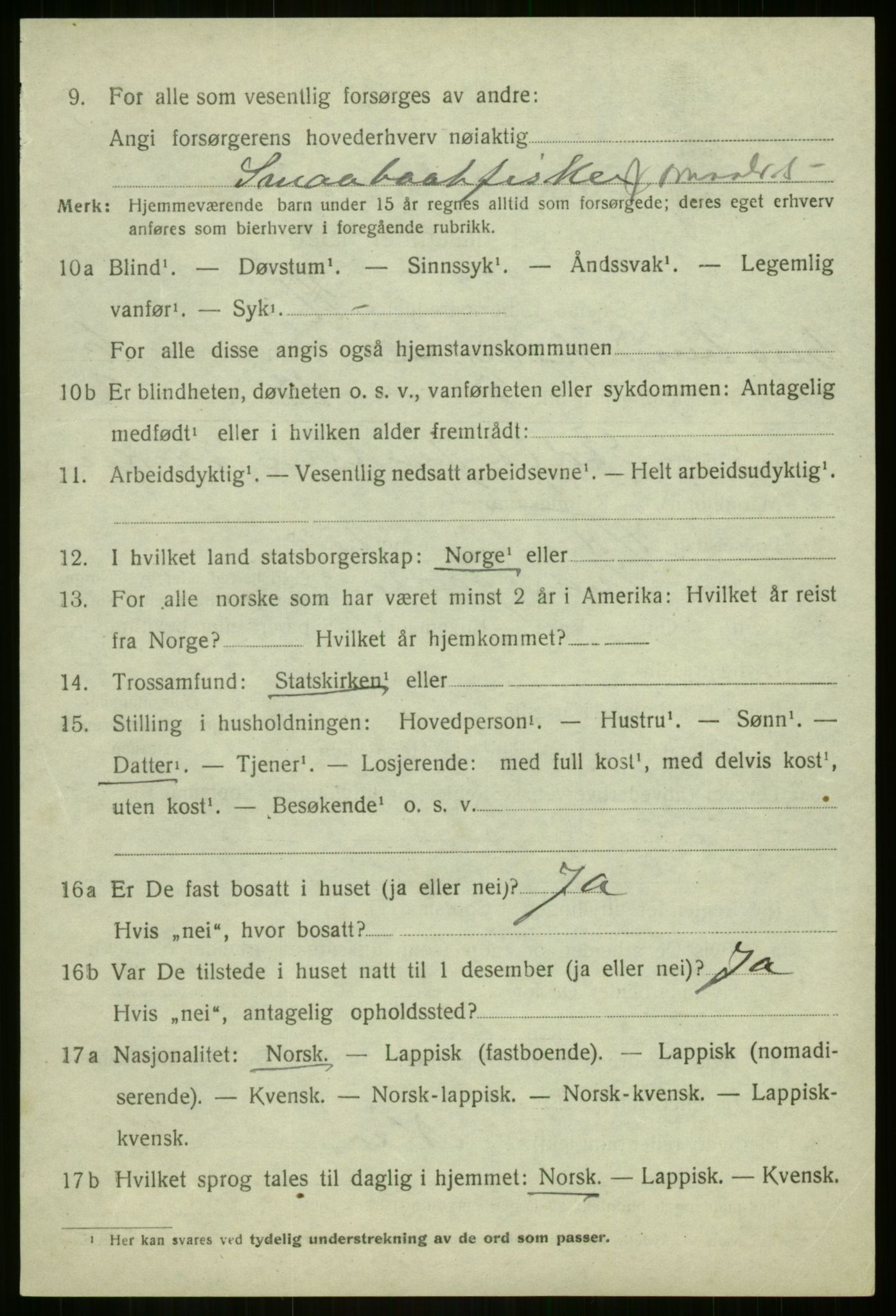 SATØ, 1920 census for Berg, 1920, p. 2134