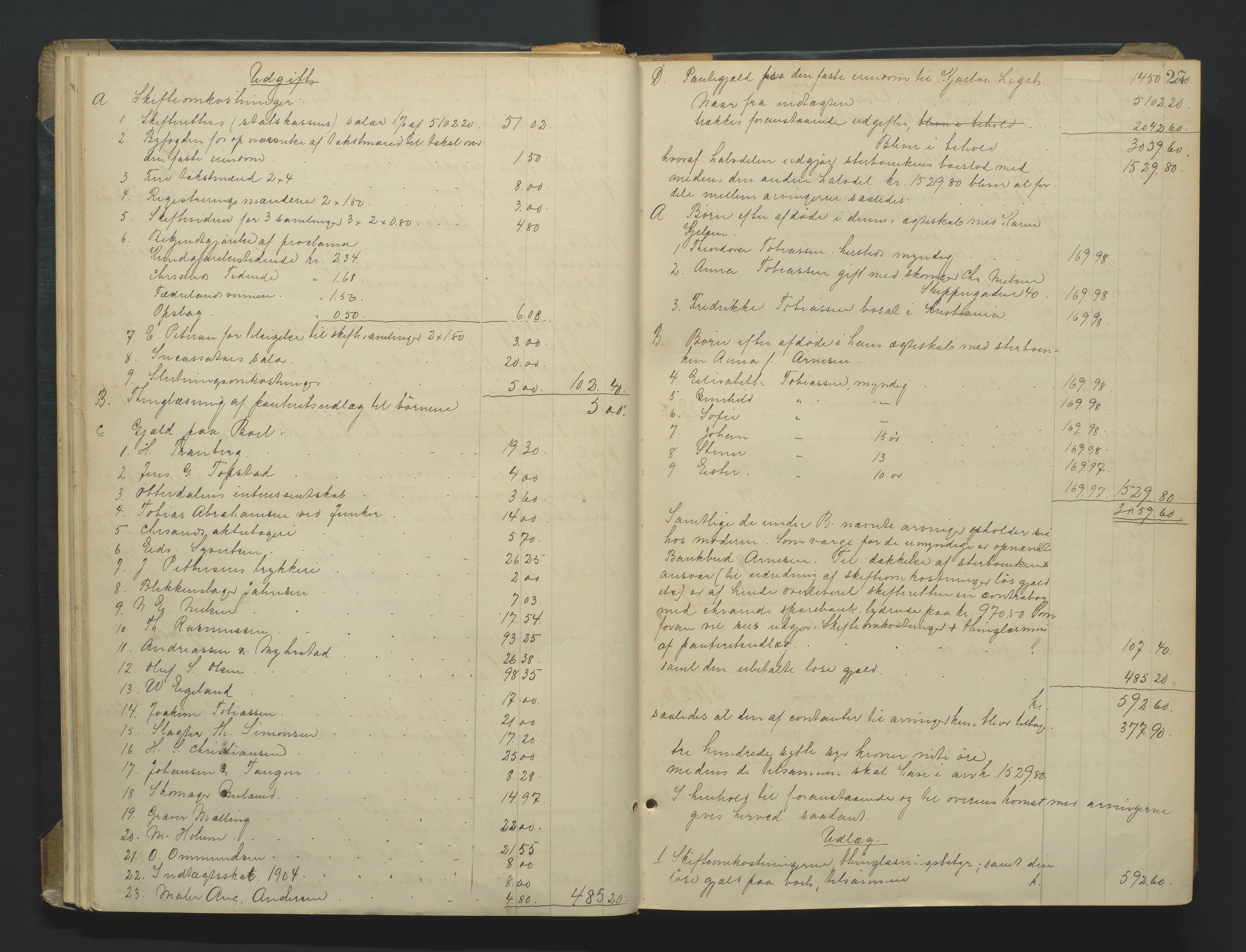 Kristiansand byrett, AV/SAK-1223-0001/H/Hc/L0060: Skifteutlodningsprotokoll nr. 6, med register, 1903-1916, p. 27