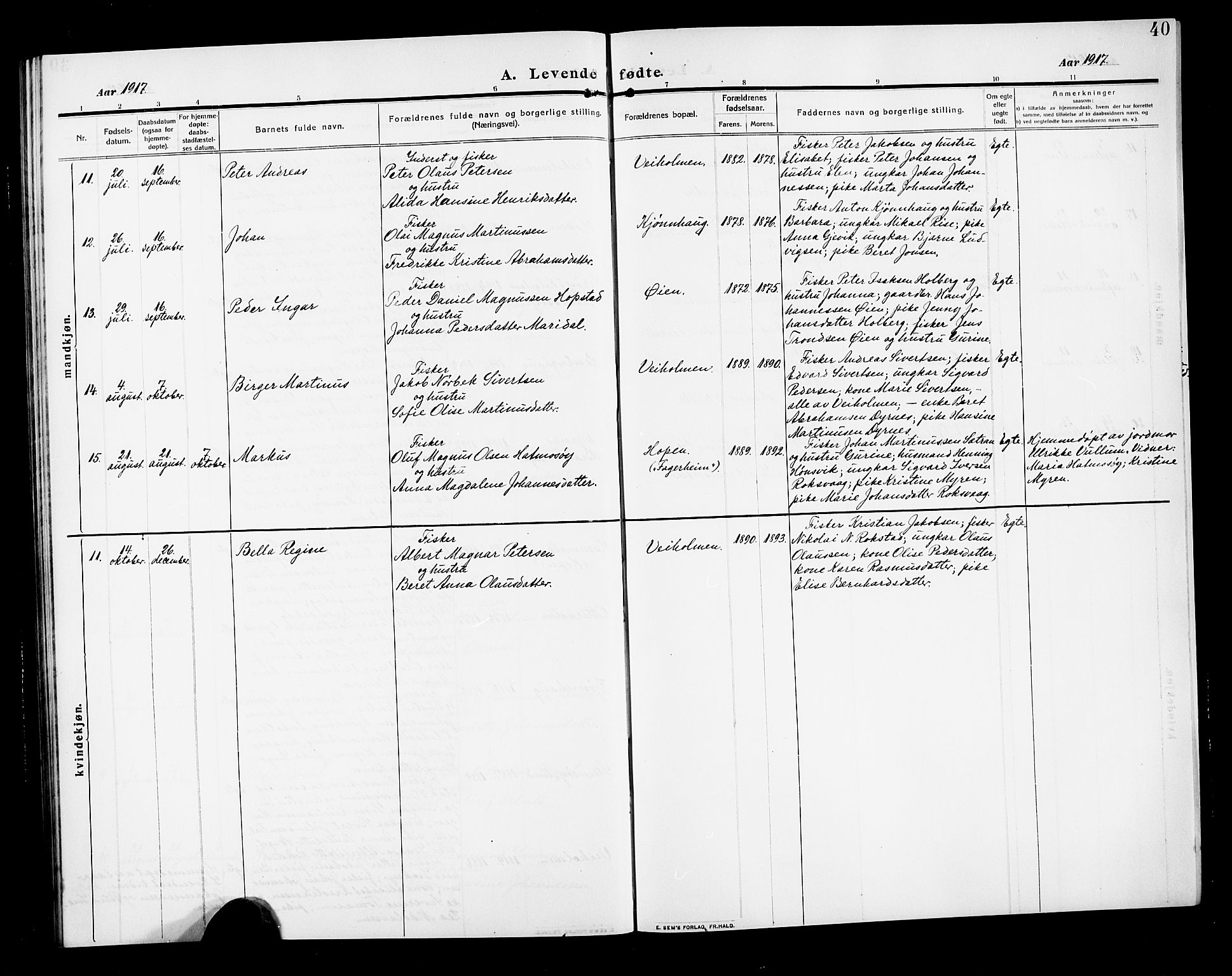 Ministerialprotokoller, klokkerbøker og fødselsregistre - Møre og Romsdal, AV/SAT-A-1454/583/L0956: Parish register (copy) no. 583C01, 1909-1925, p. 40