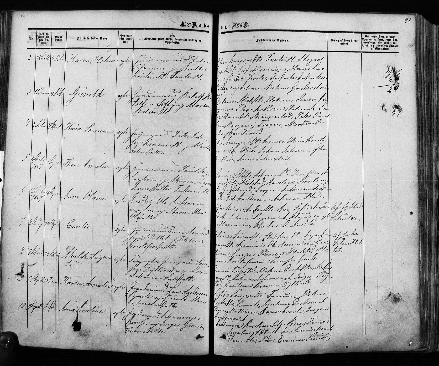 Ås prestekontor Kirkebøker, AV/SAO-A-10894/F/Fa/L0007: Parish register (official) no. I 7, 1854-1870, p. 91