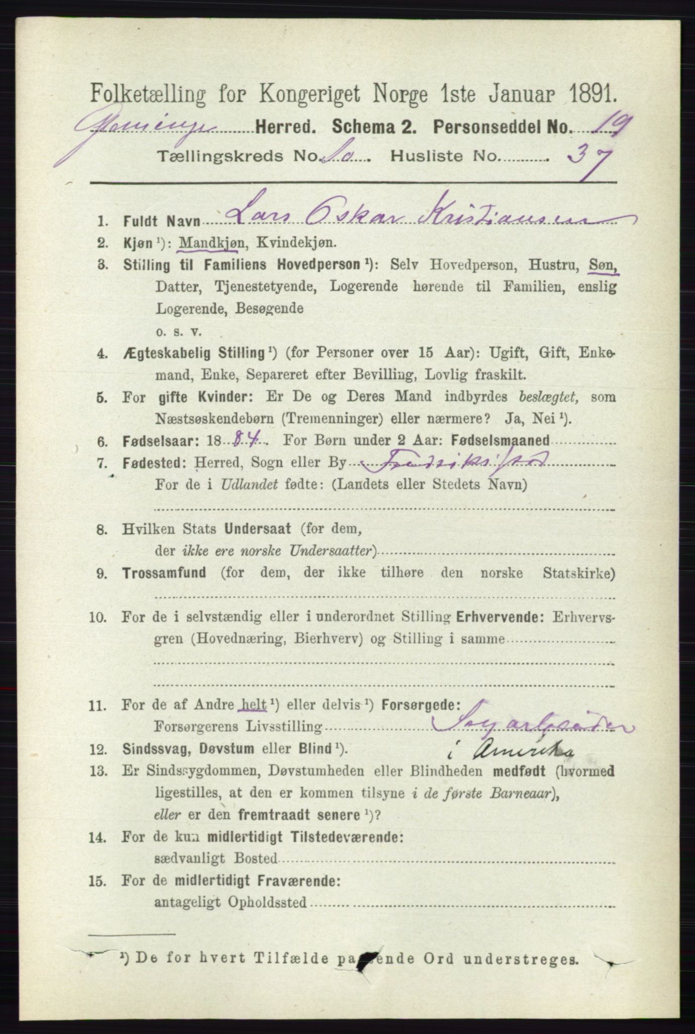 RA, 1891 census for 0132 Glemmen, 1891, p. 10263