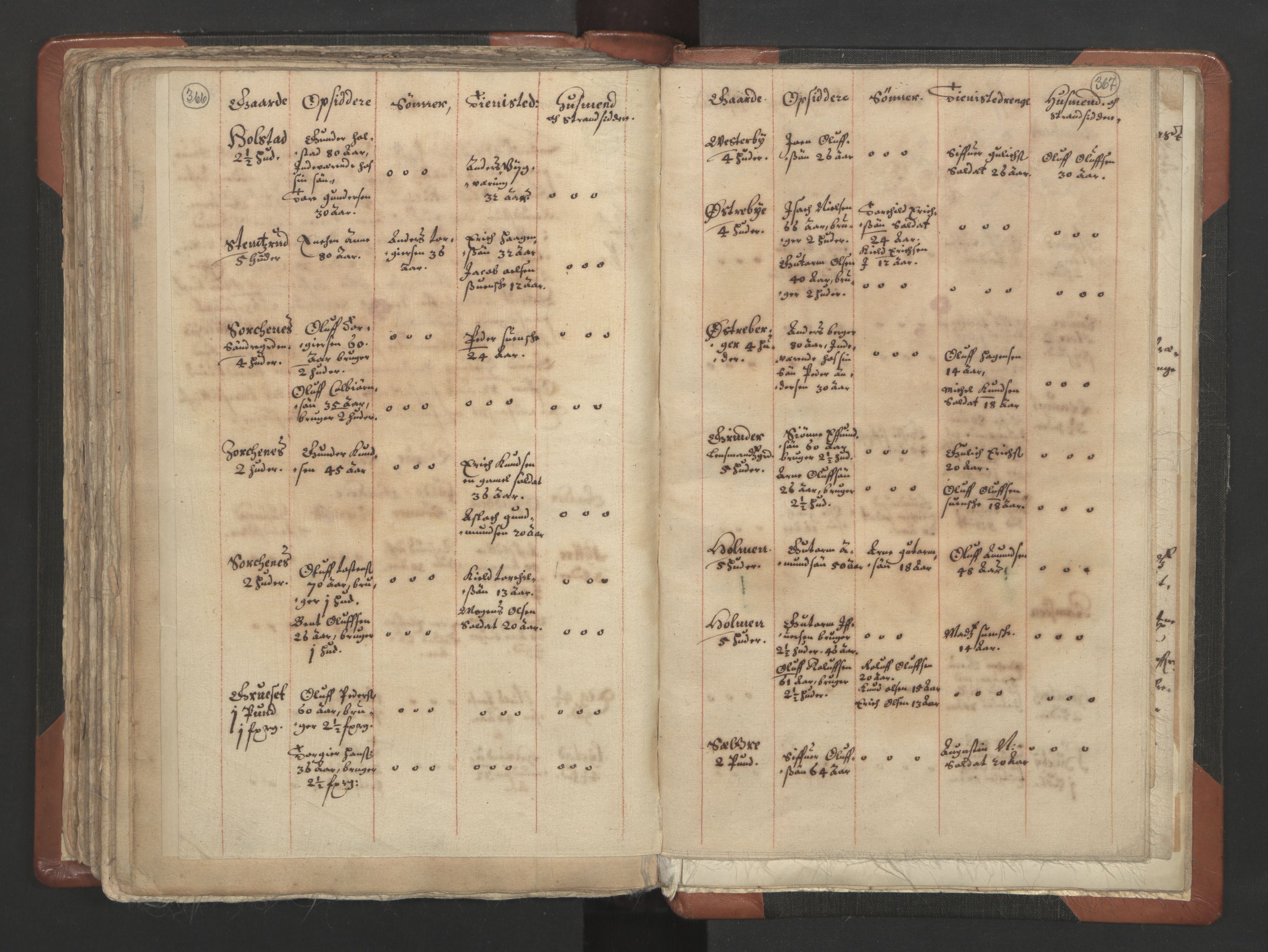 RA, Vicar's Census 1664-1666, no. 4: Øvre Romerike deanery, 1664-1666, p. 366-367