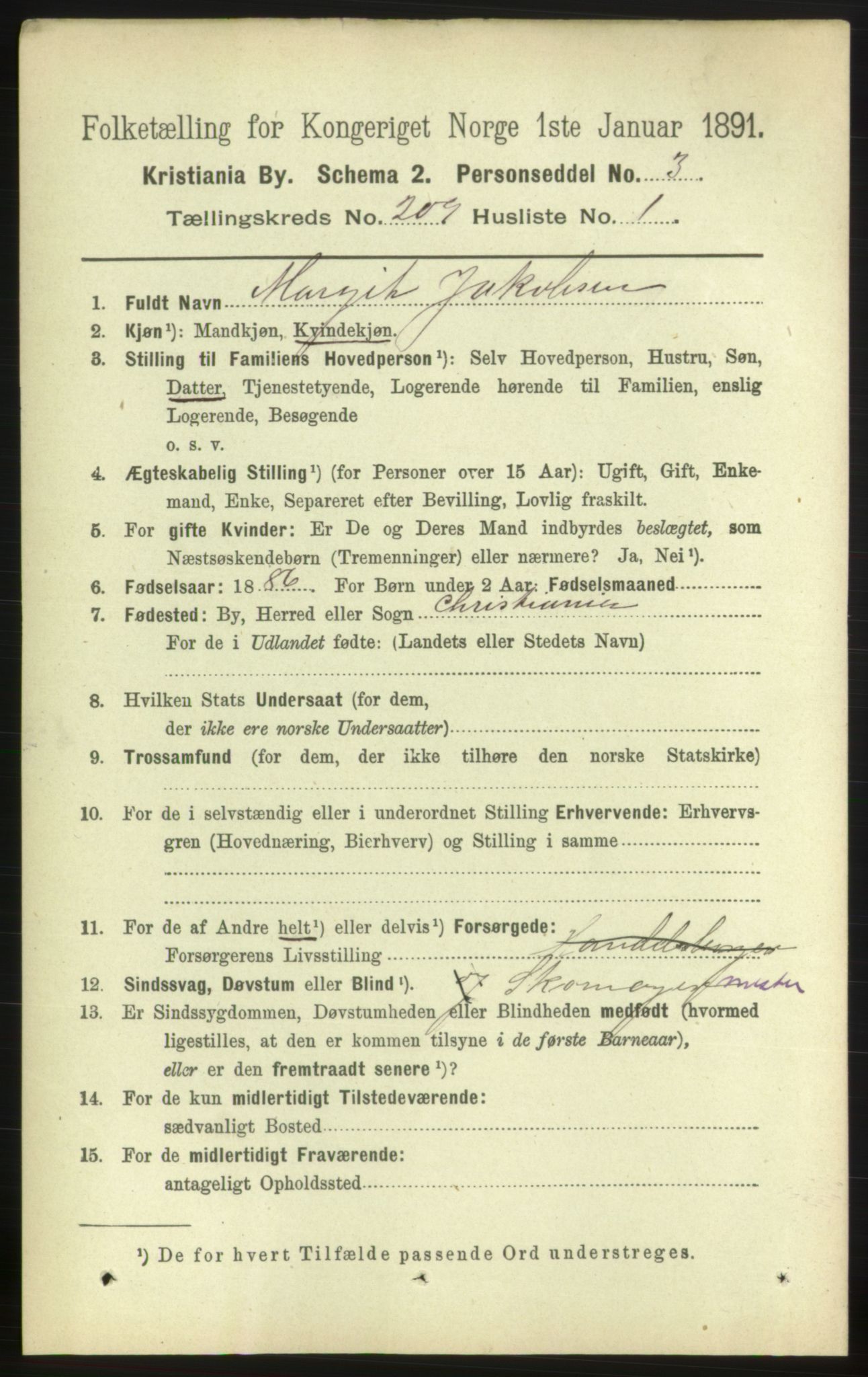 RA, 1891 census for 0301 Kristiania, 1891, p. 125084