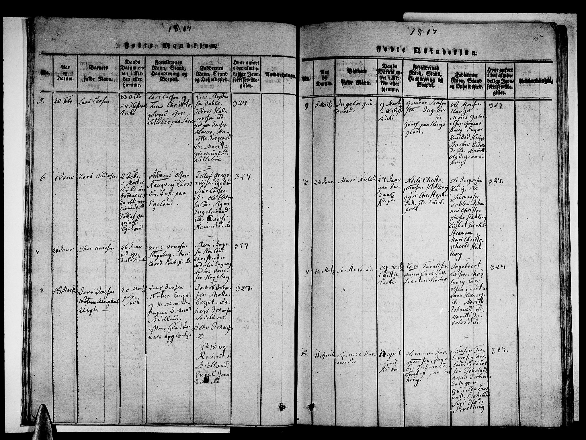 Stord sokneprestembete, SAB/A-78201/H/Haa: Parish register (official) no. A 5, 1816-1825, p. 15