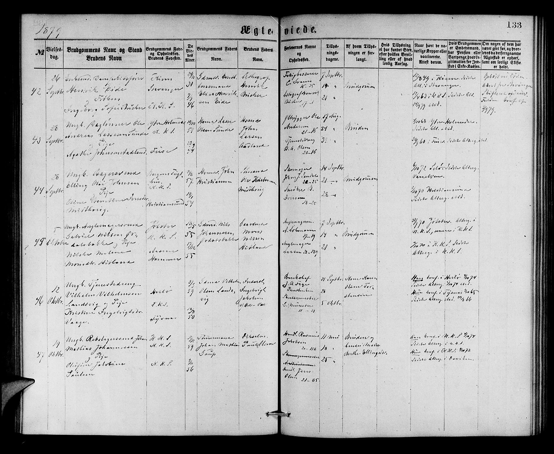 Korskirken sokneprestembete, AV/SAB-A-76101/H/Hab: Parish register (copy) no. D 2, 1867-1886, p. 133