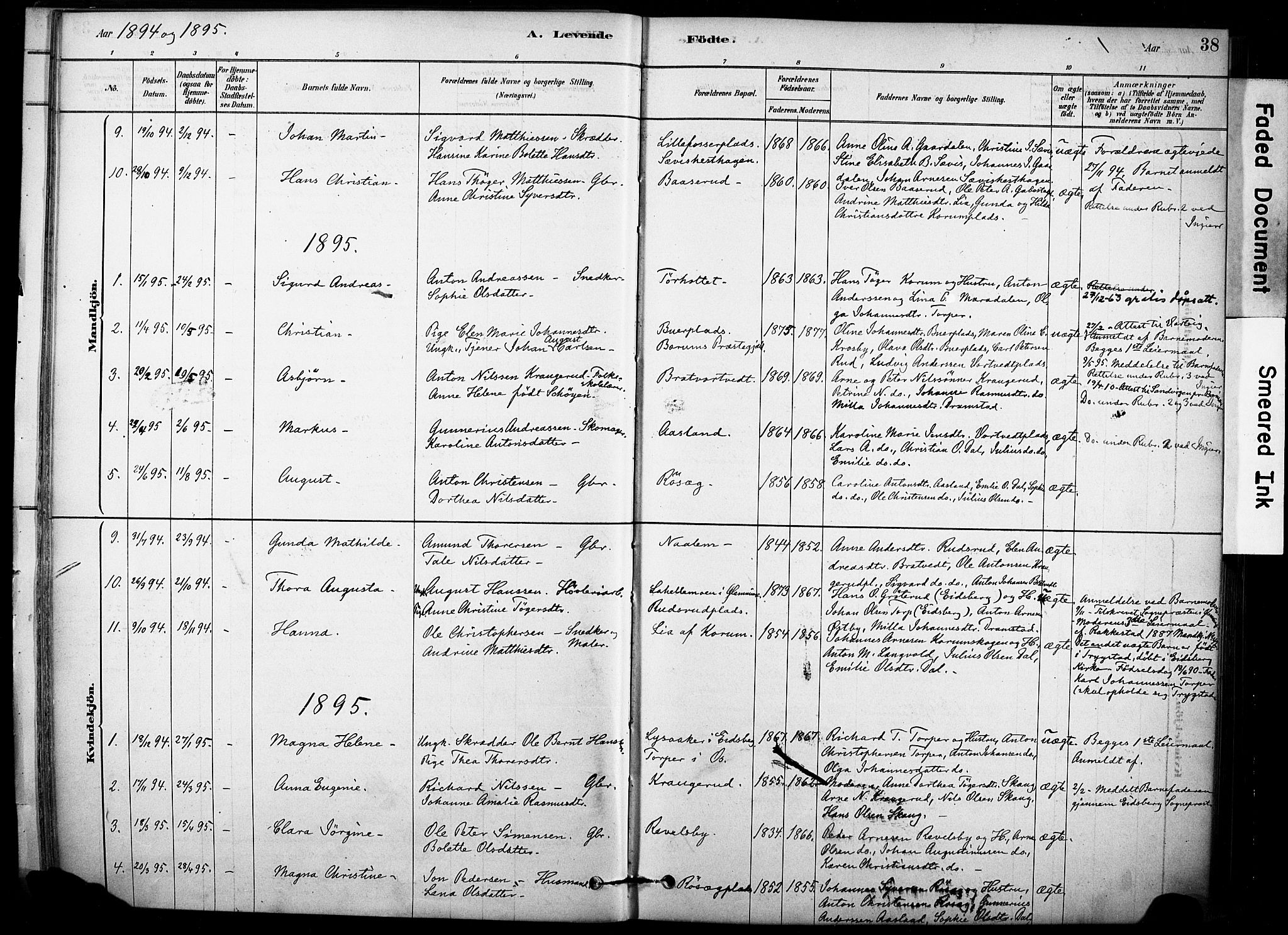 Rakkestad prestekontor Kirkebøker, AV/SAO-A-2008/F/Fc/L0001: Parish register (official) no. III 1, 1878-1905, p. 38