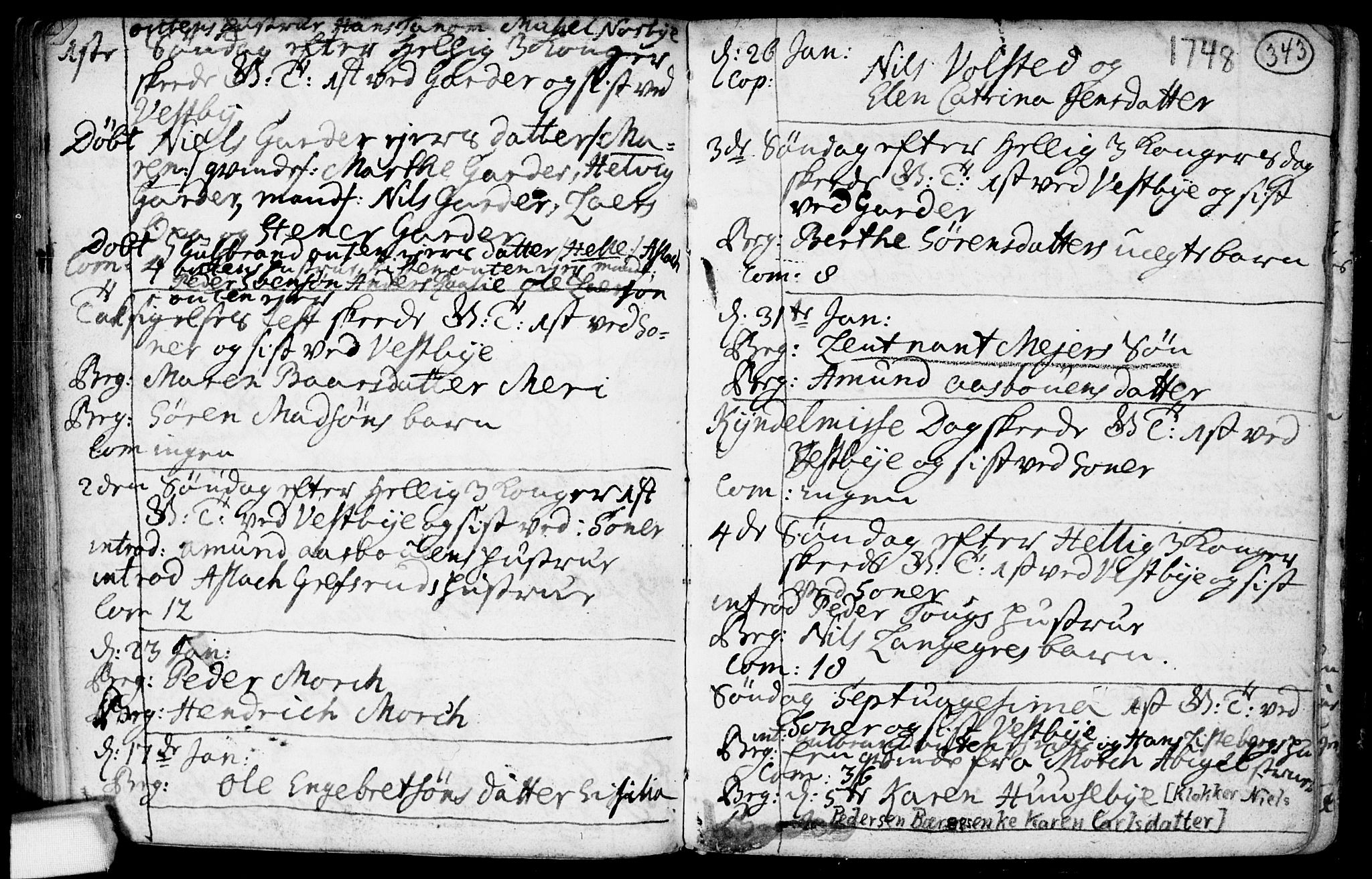 Vestby prestekontor Kirkebøker, AV/SAO-A-10893/F/Fa/L0001.b: Parish register (official) no. I 1B, 1714-1759, p. 343