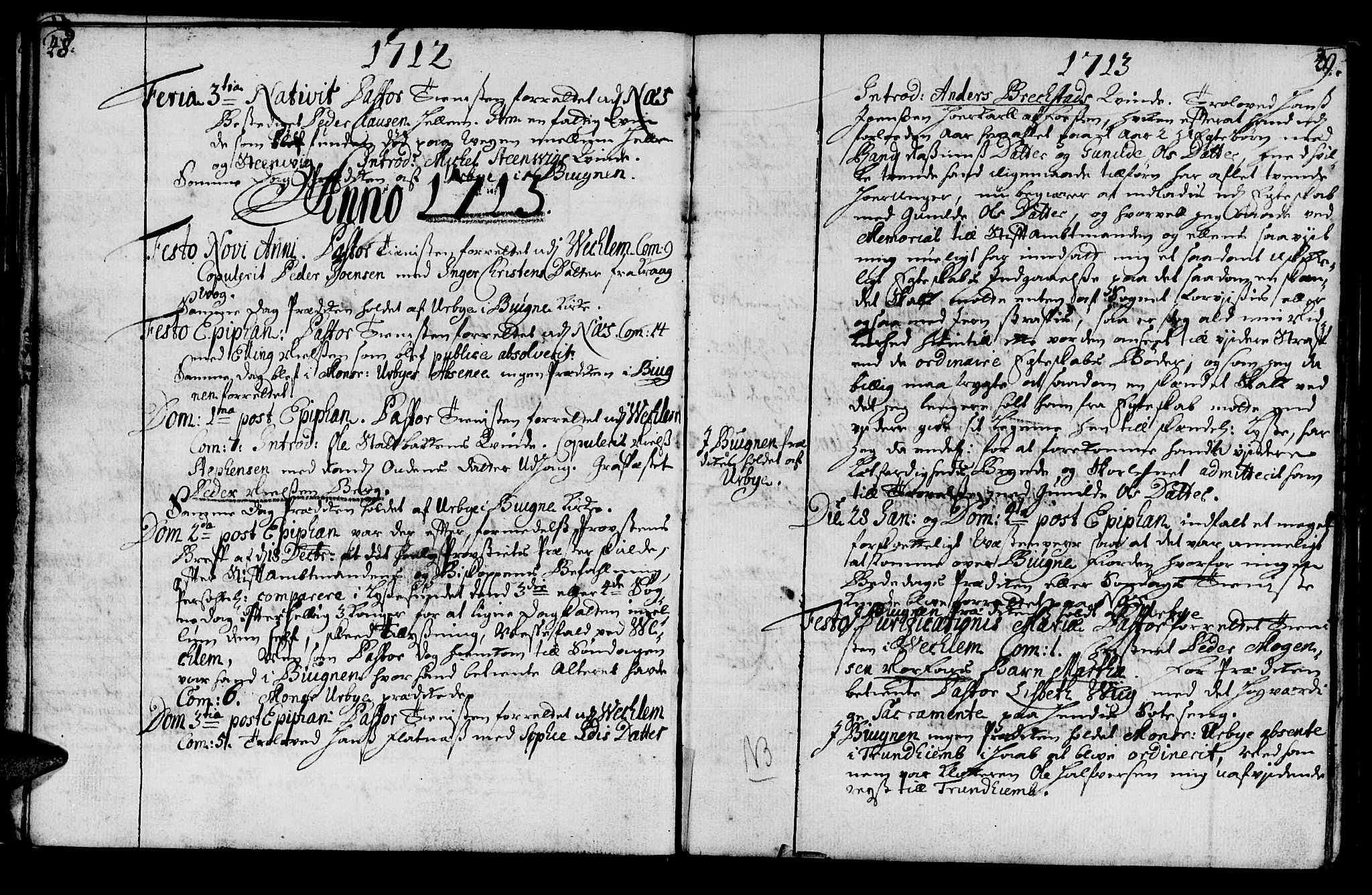Ministerialprotokoller, klokkerbøker og fødselsregistre - Sør-Trøndelag, SAT/A-1456/659/L0731: Parish register (official) no. 659A01, 1709-1731, p. 48-49