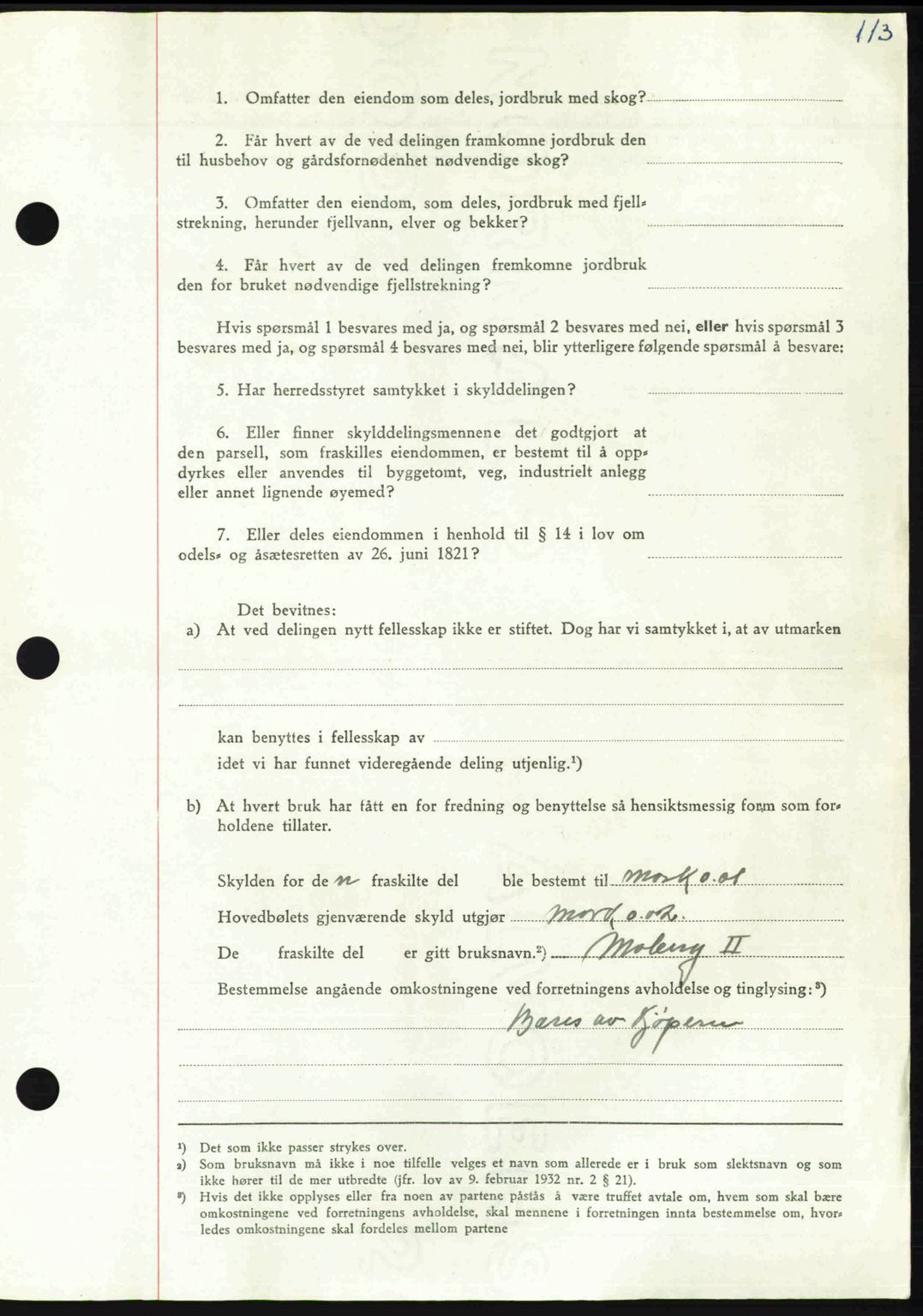 Nordmøre sorenskriveri, AV/SAT-A-4132/1/2/2Ca: Mortgage book no. A113, 1949-1950, Diary no: : 3275/1949