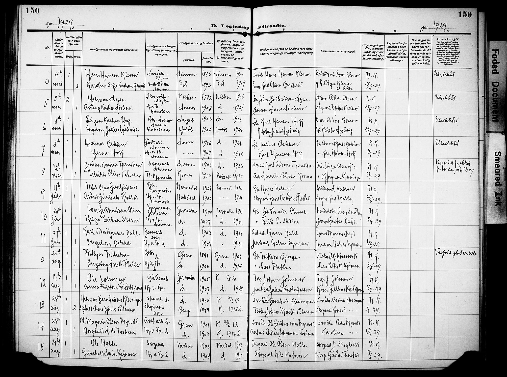 Lunner prestekontor, SAH/PREST-118/H/Ha/Hab/L0002: Parish register (copy) no. 2, 1923-1933, p. 150