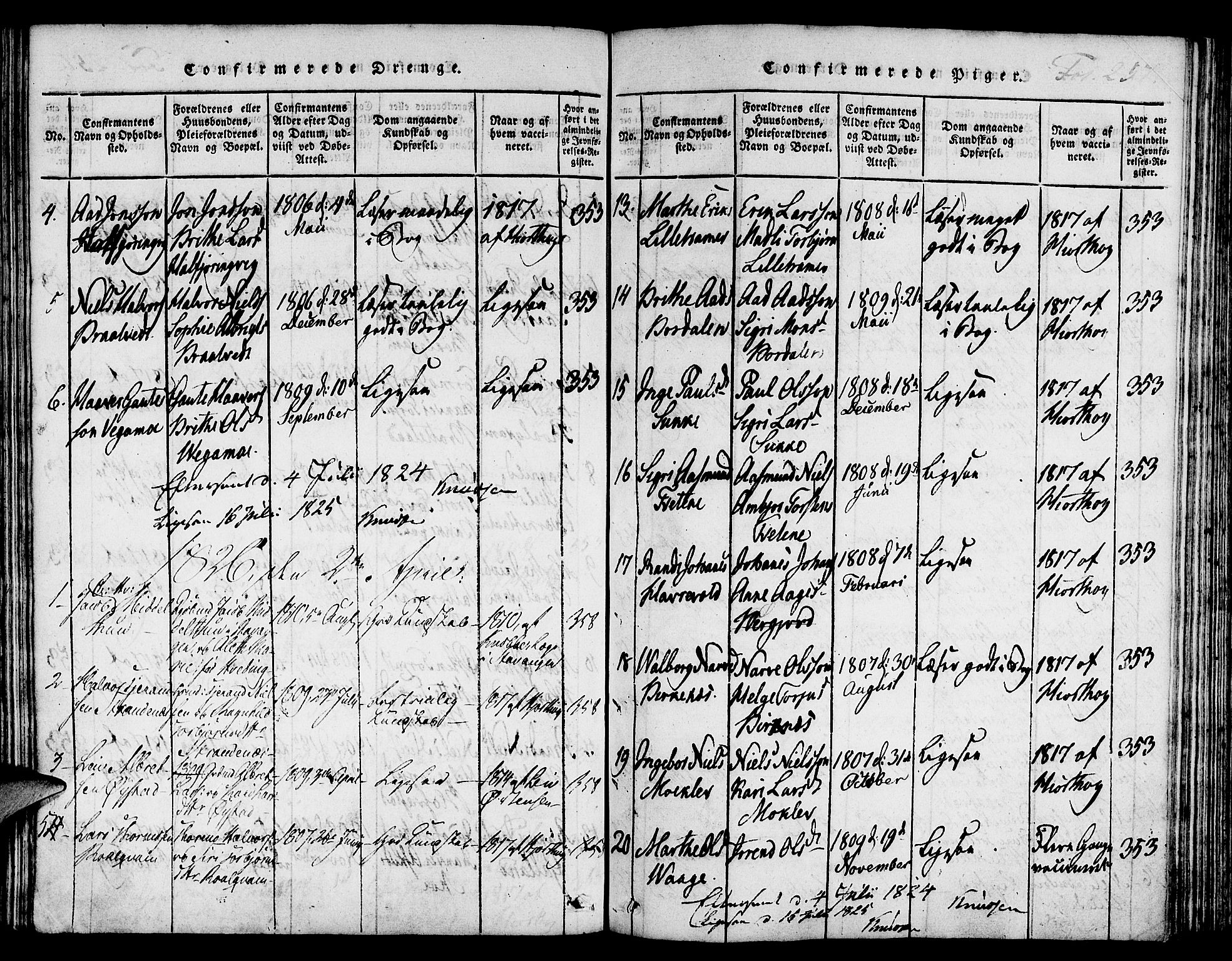 Suldal sokneprestkontor, SAST/A-101845/01/IV/L0006: Parish register (official) no. A 6, 1816-1836, p. 257
