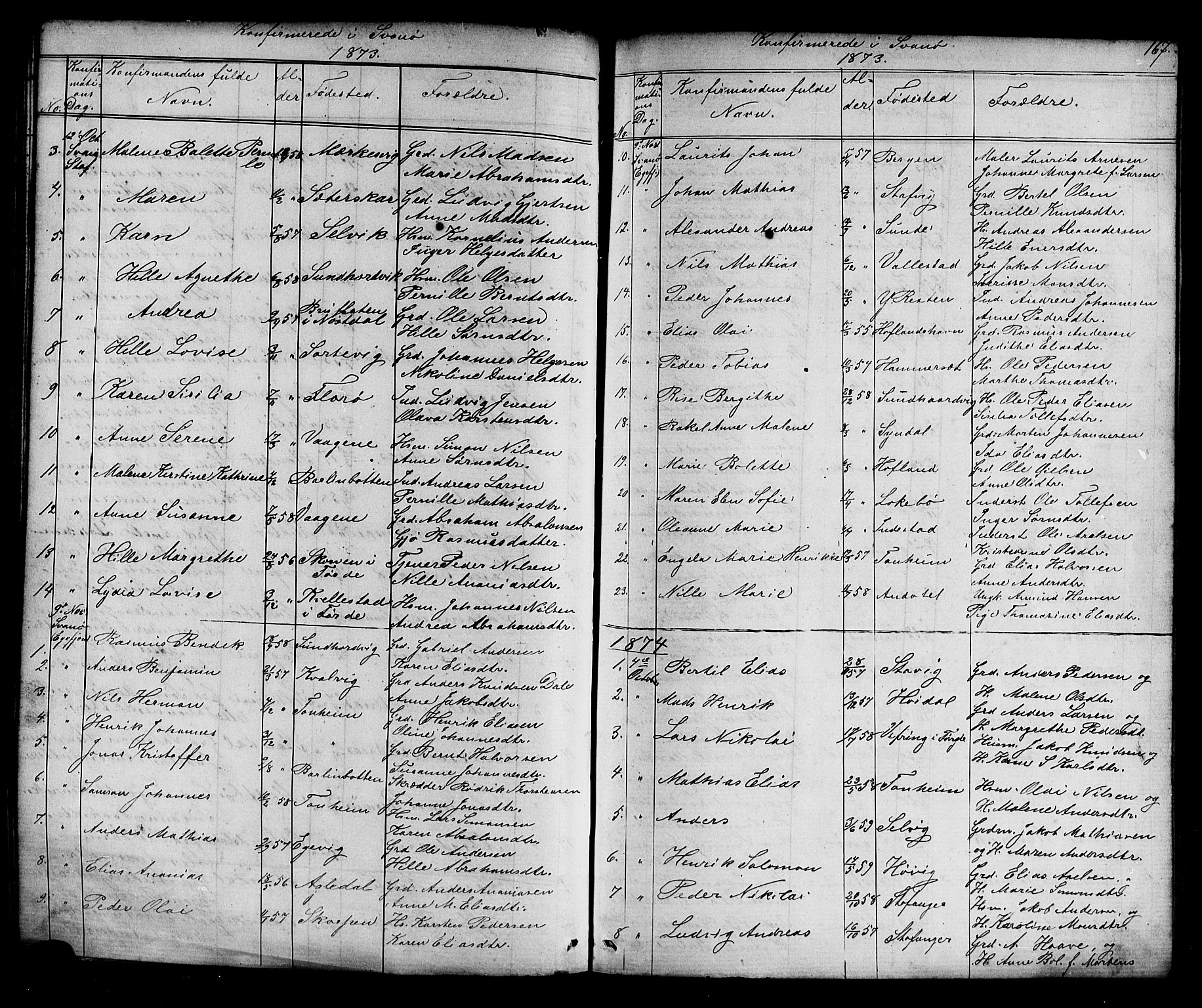 Kinn sokneprestembete, AV/SAB-A-80801/H/Hab/Habc/L0002: Parish register (copy) no. C 2, 1869-1918, p. 167