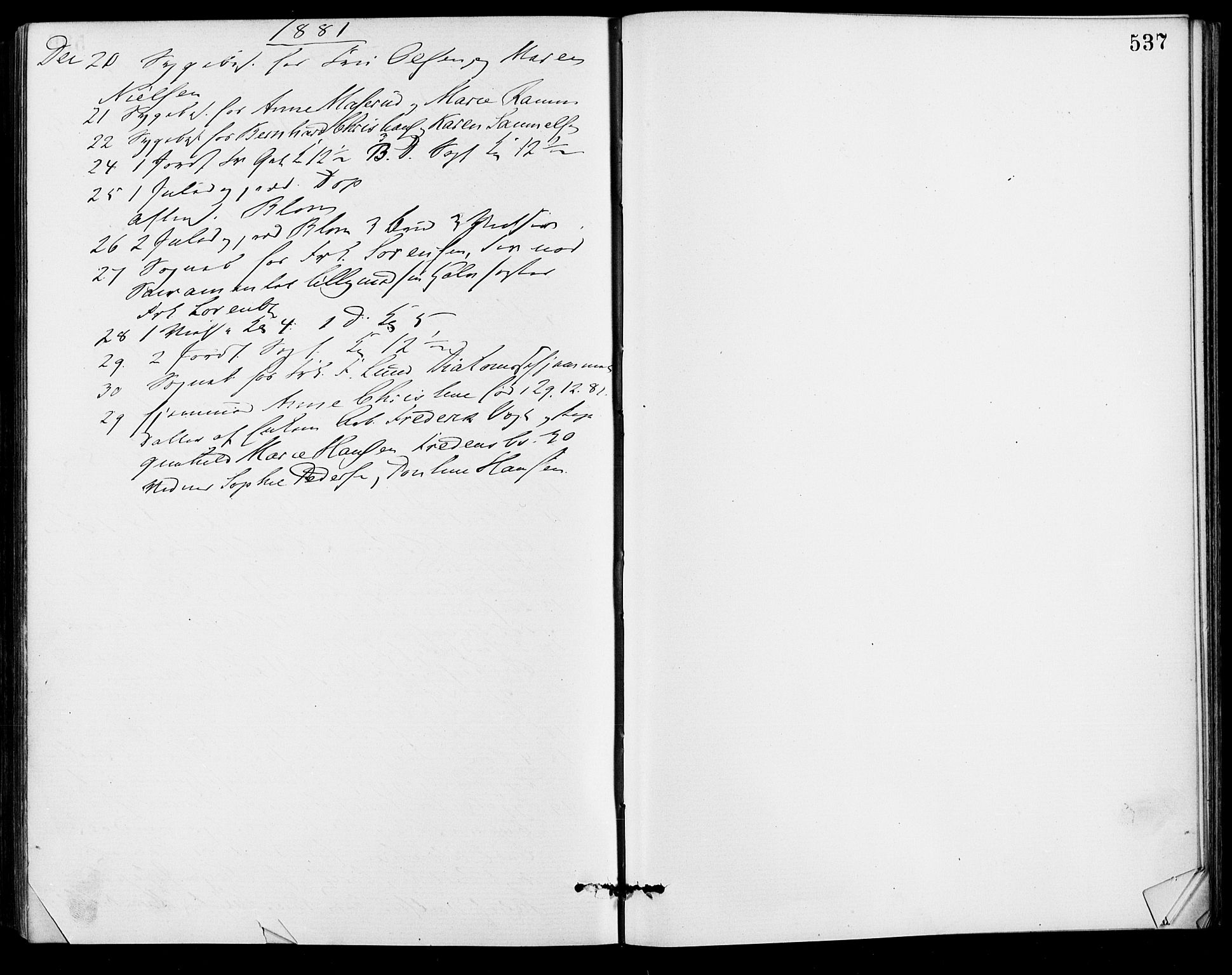 Gamle Aker prestekontor Kirkebøker, SAO/A-10617a/F/L0005: Parish register (official) no. 5, 1873-1881, p. 537