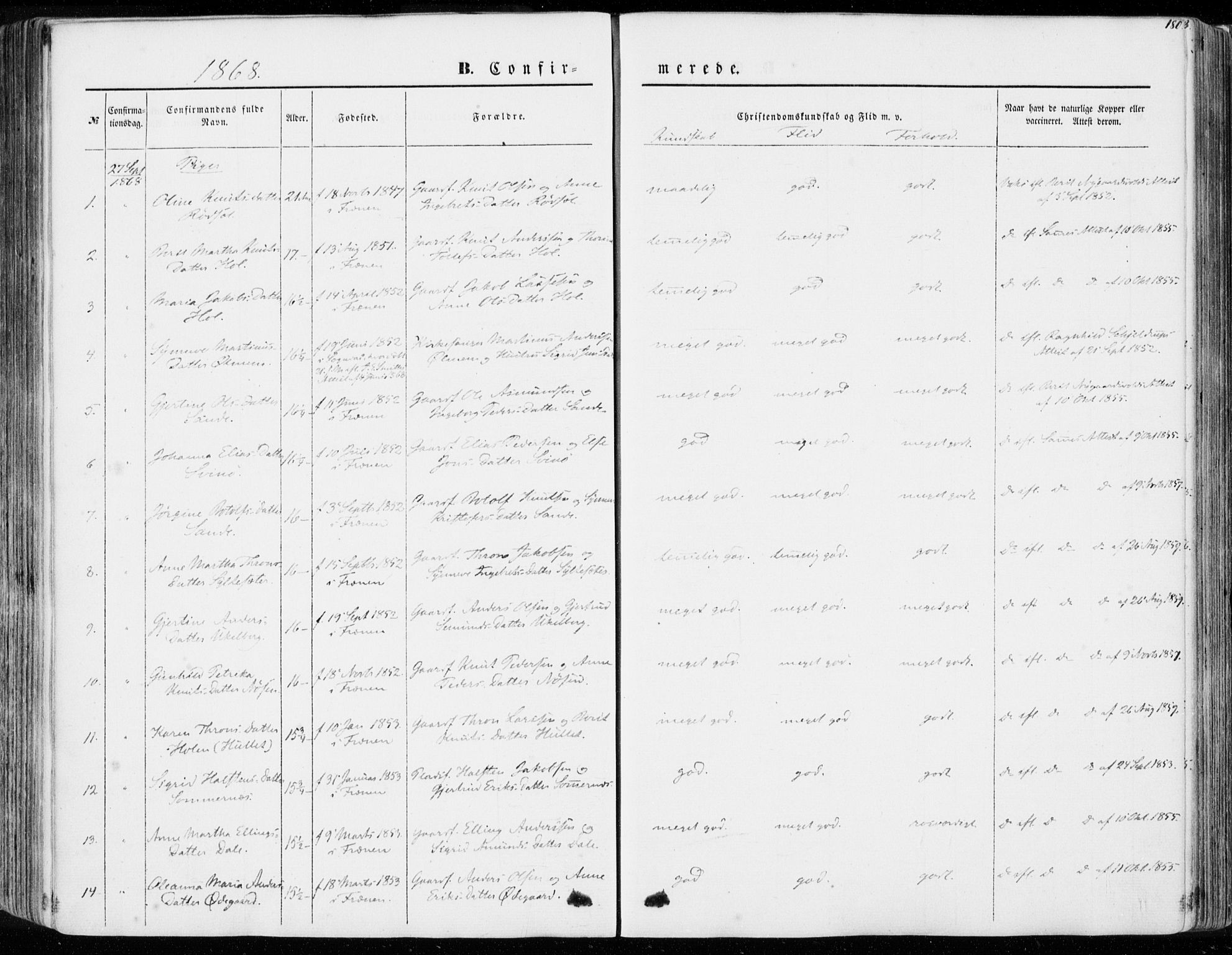 Ministerialprotokoller, klokkerbøker og fødselsregistre - Møre og Romsdal, SAT/A-1454/565/L0748: Parish register (official) no. 565A02, 1845-1872, p. 180