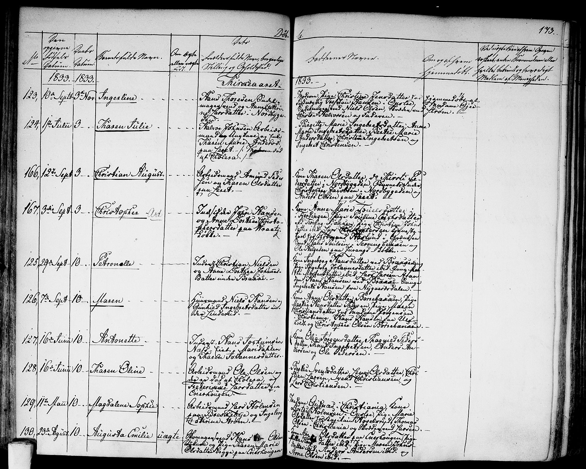 Aker prestekontor kirkebøker, AV/SAO-A-10861/F/L0013: Parish register (official) no. 13, 1828-1837, p. 173