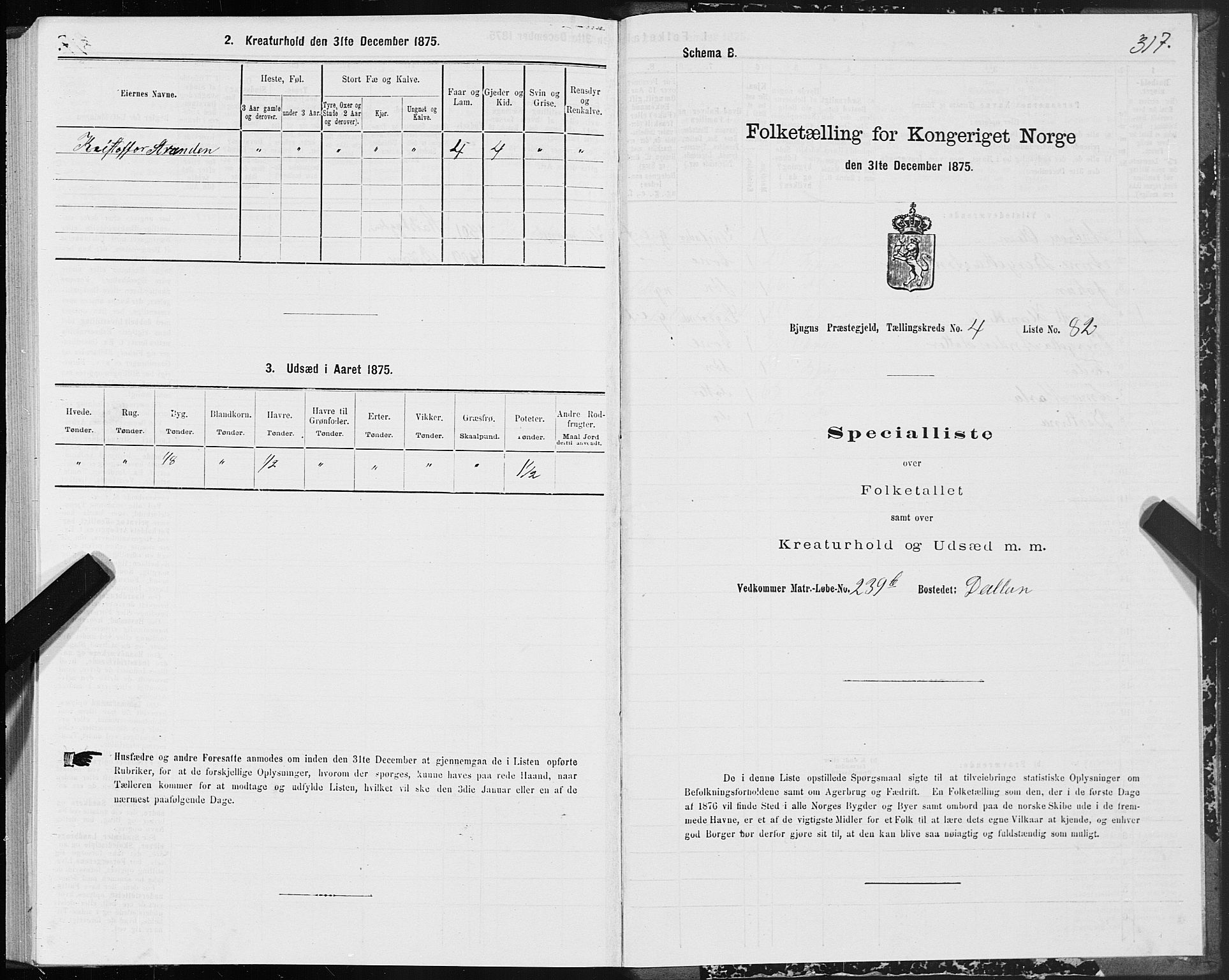 SAT, 1875 census for 1627P Bjugn, 1875, p. 2317