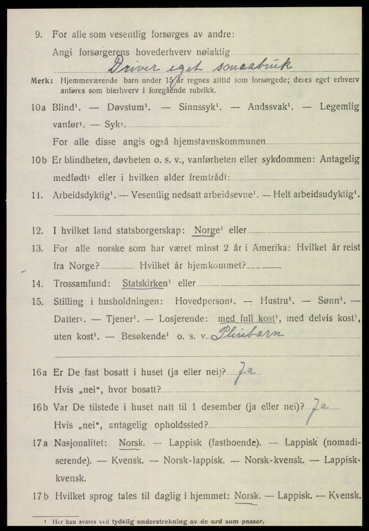 SAT, 1920 census for Mosvik, 1920, p. 841