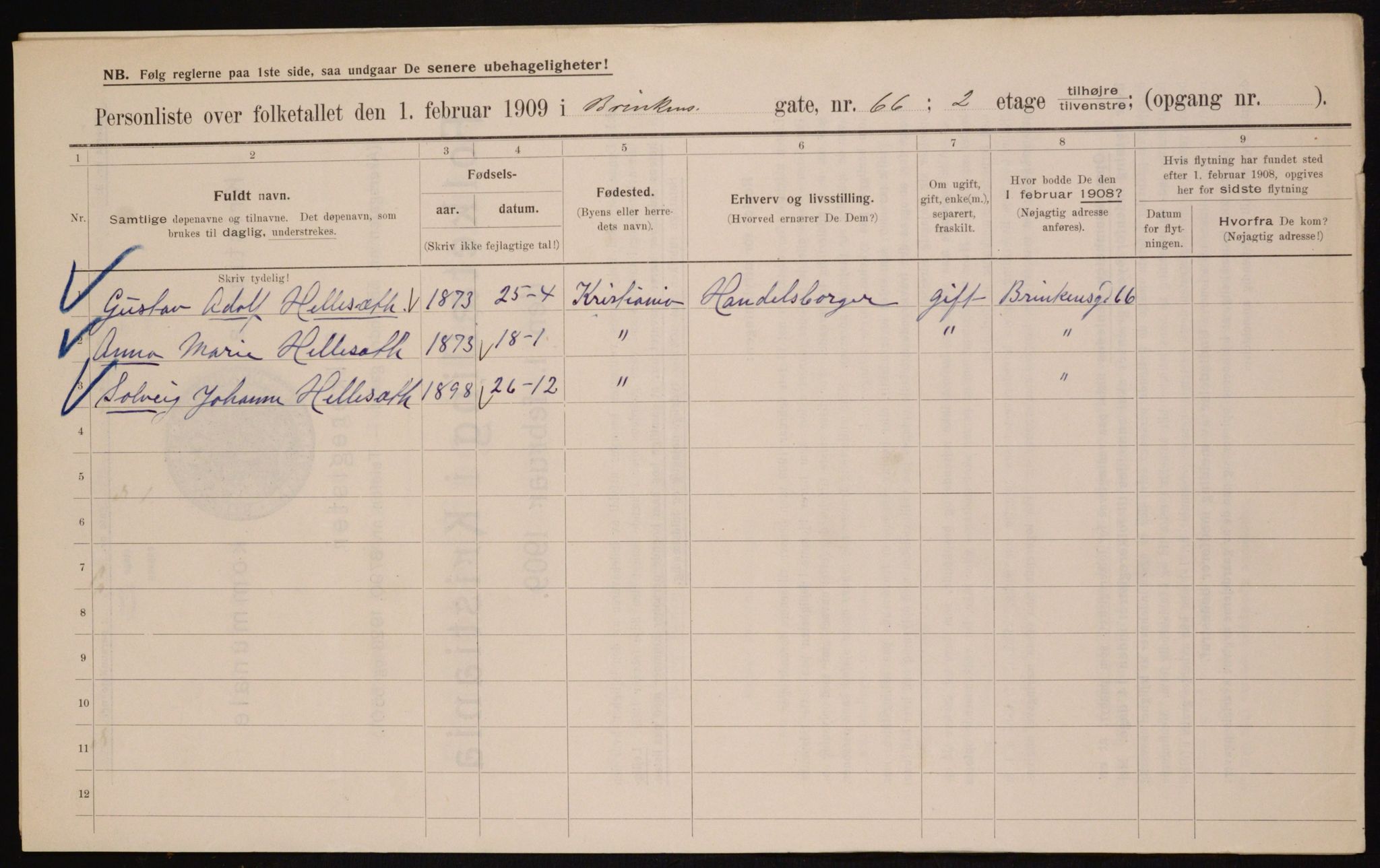 OBA, Municipal Census 1909 for Kristiania, 1909, p. 8530